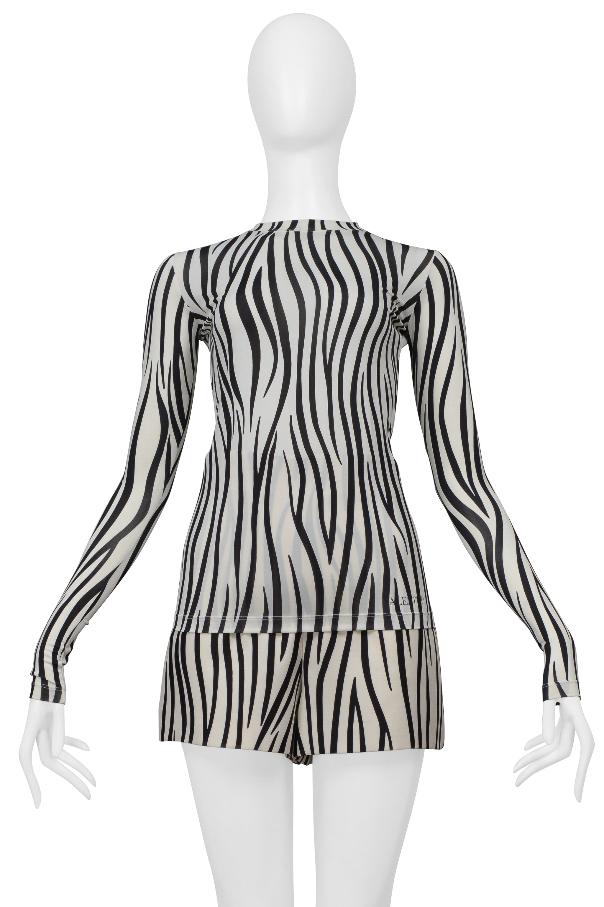 VALENTINO BLACK AND WHITE ZEBRA STRIPED SHORT SET