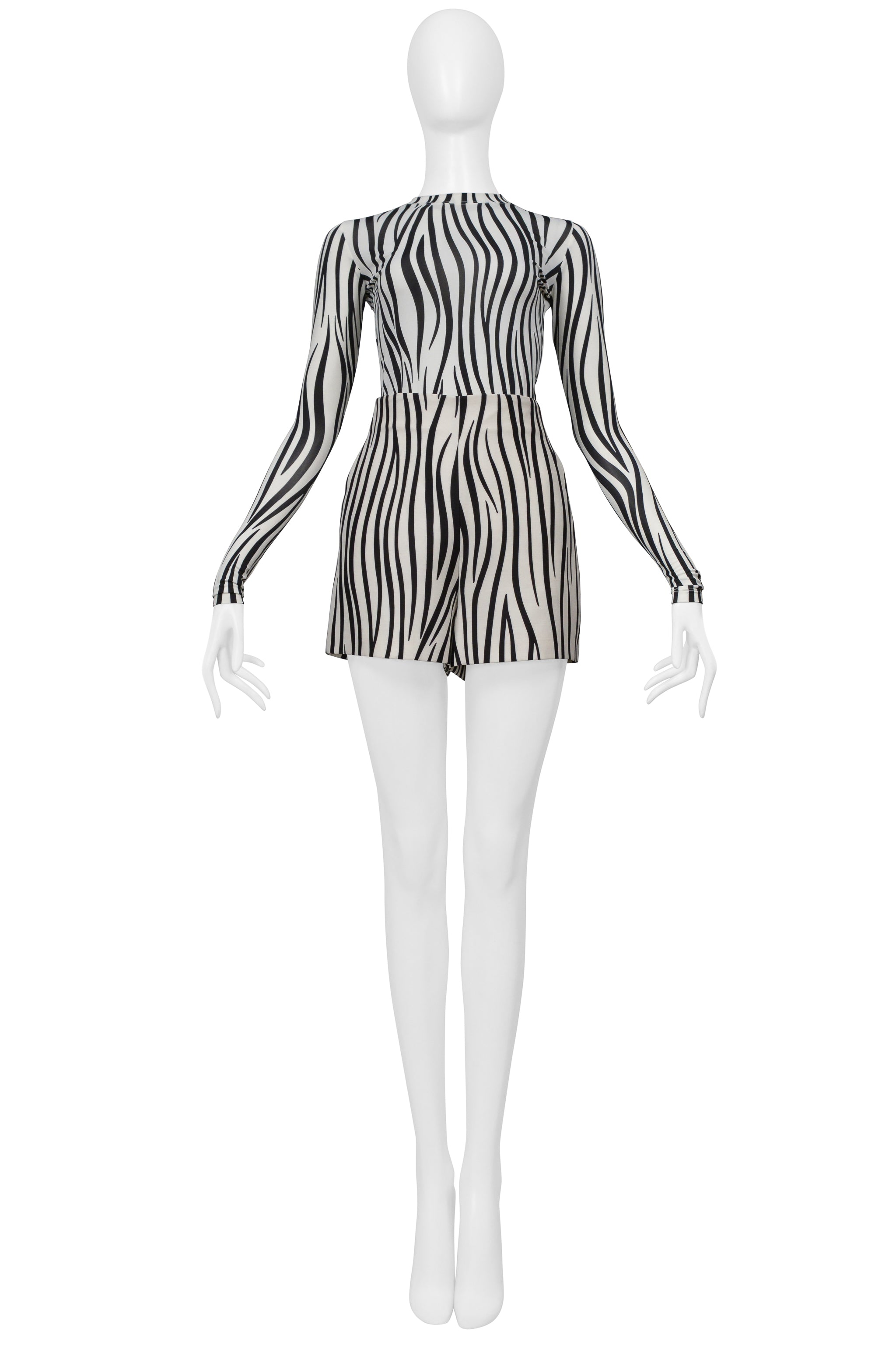 VALENTINO BLACK AND WHITE ZEBRA STRIPED SHORT SET