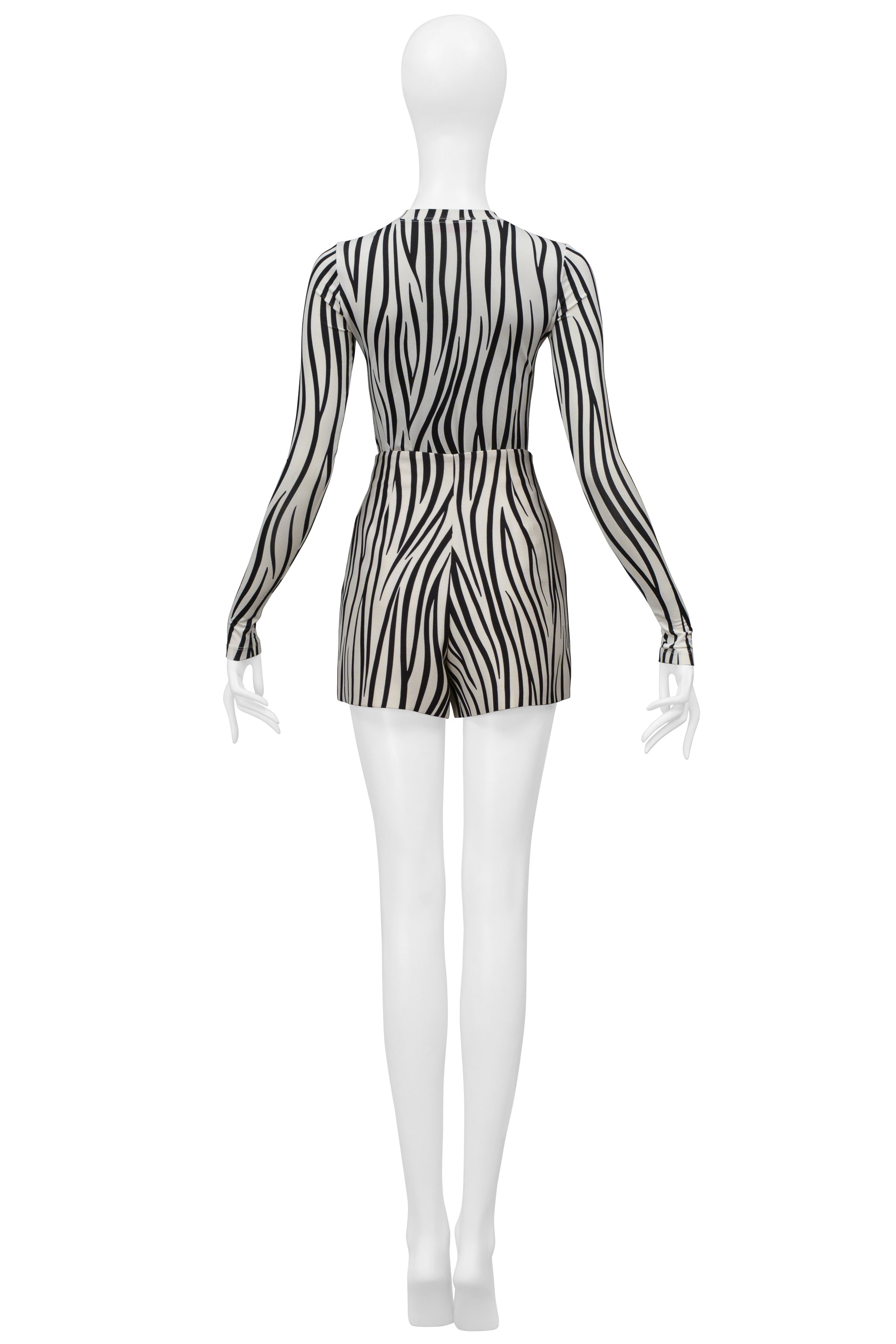 VALENTINO BLACK AND WHITE ZEBRA STRIPED SHORT SET