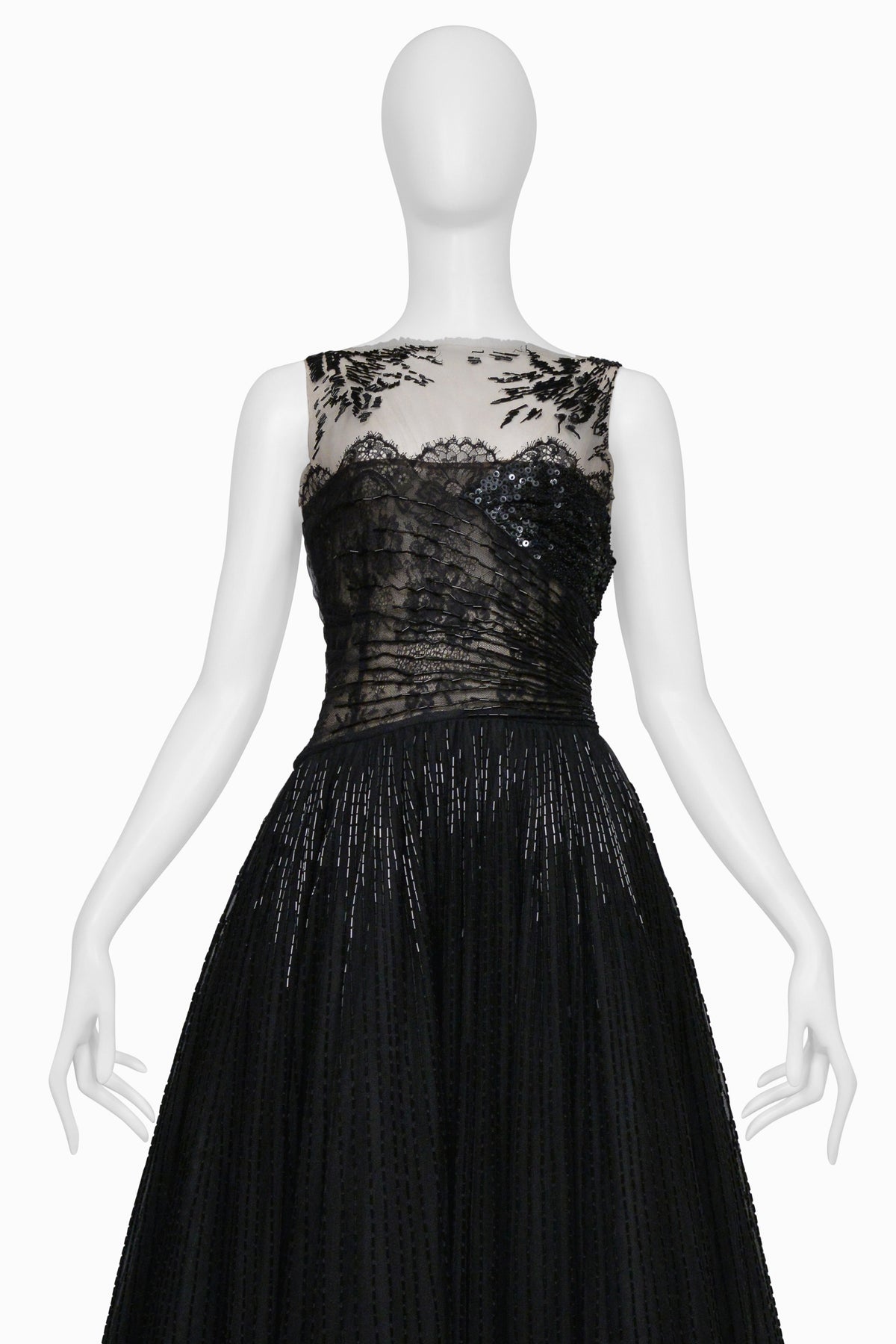 VALENTINO BLACK AND TULLE GOWN WITH INTRICATE BEADING CIR. 2009