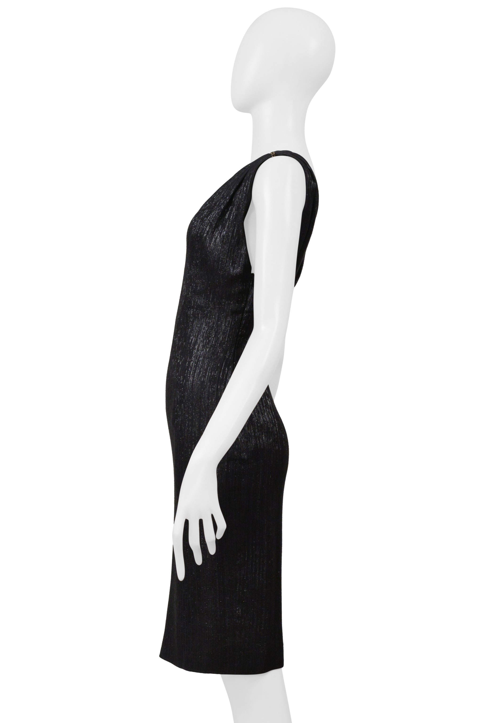 VERSACE BLACK METALLIC DRESS WITH HARDWARE 2001