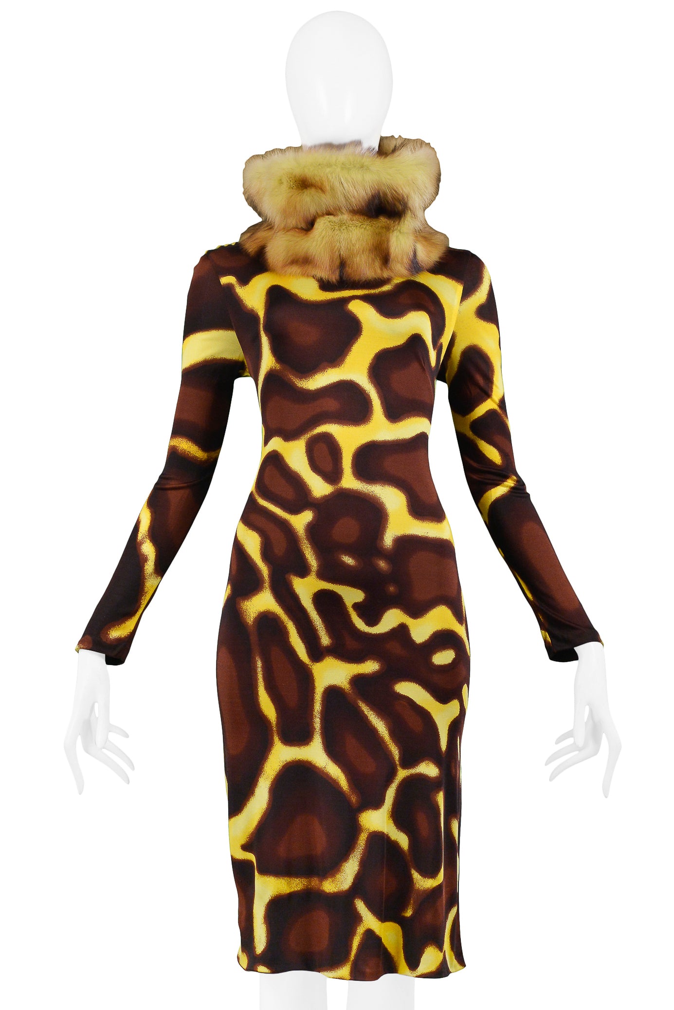 brown giraffe print dress Plus Size Soft Bodycon Midi Dress – 2020AVE main image 0