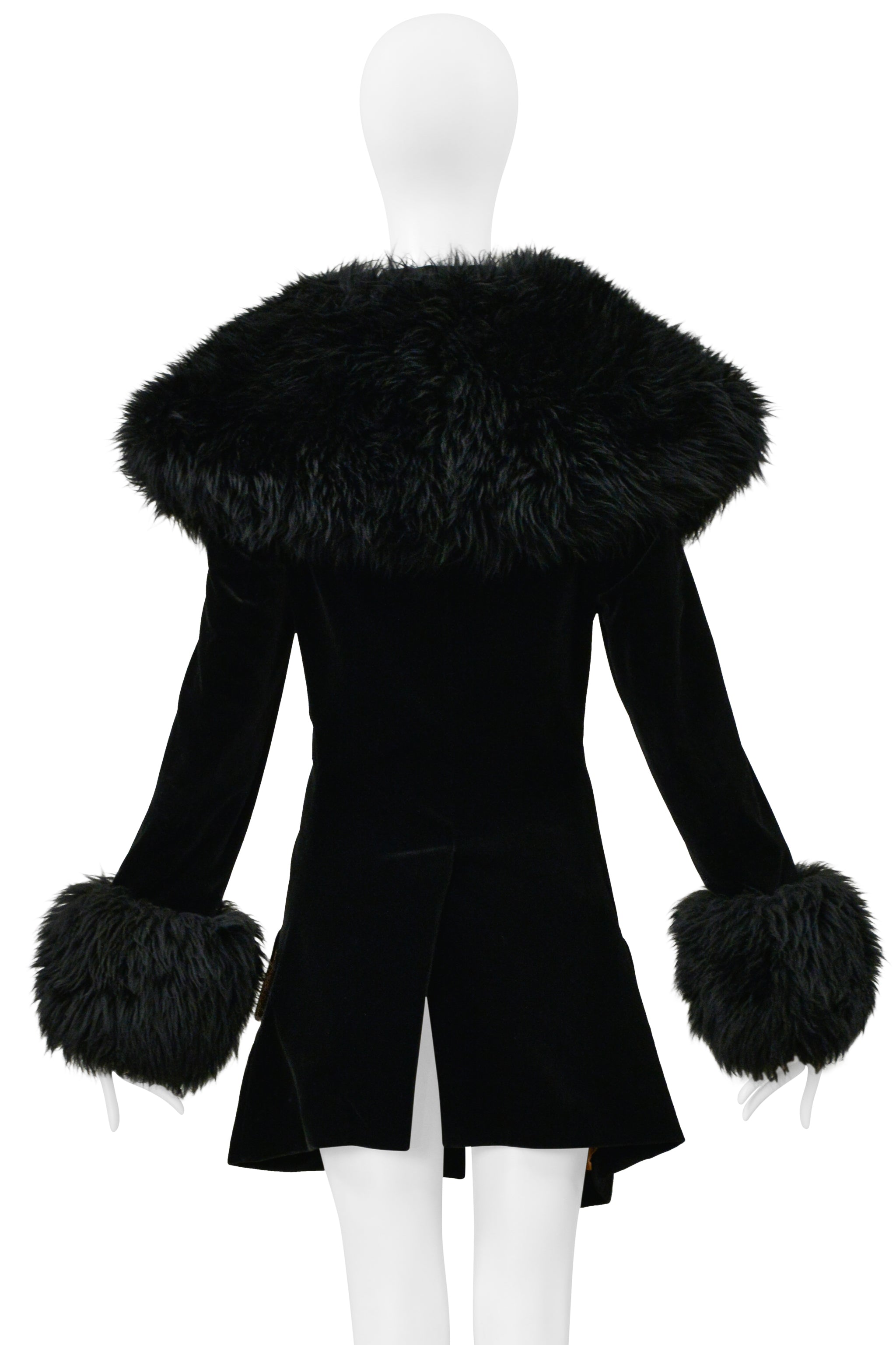 VIVIENNE WESTWOOD ICONIC RED LABEL BLACK VELVET AND FUR POODLE COAT 1990S