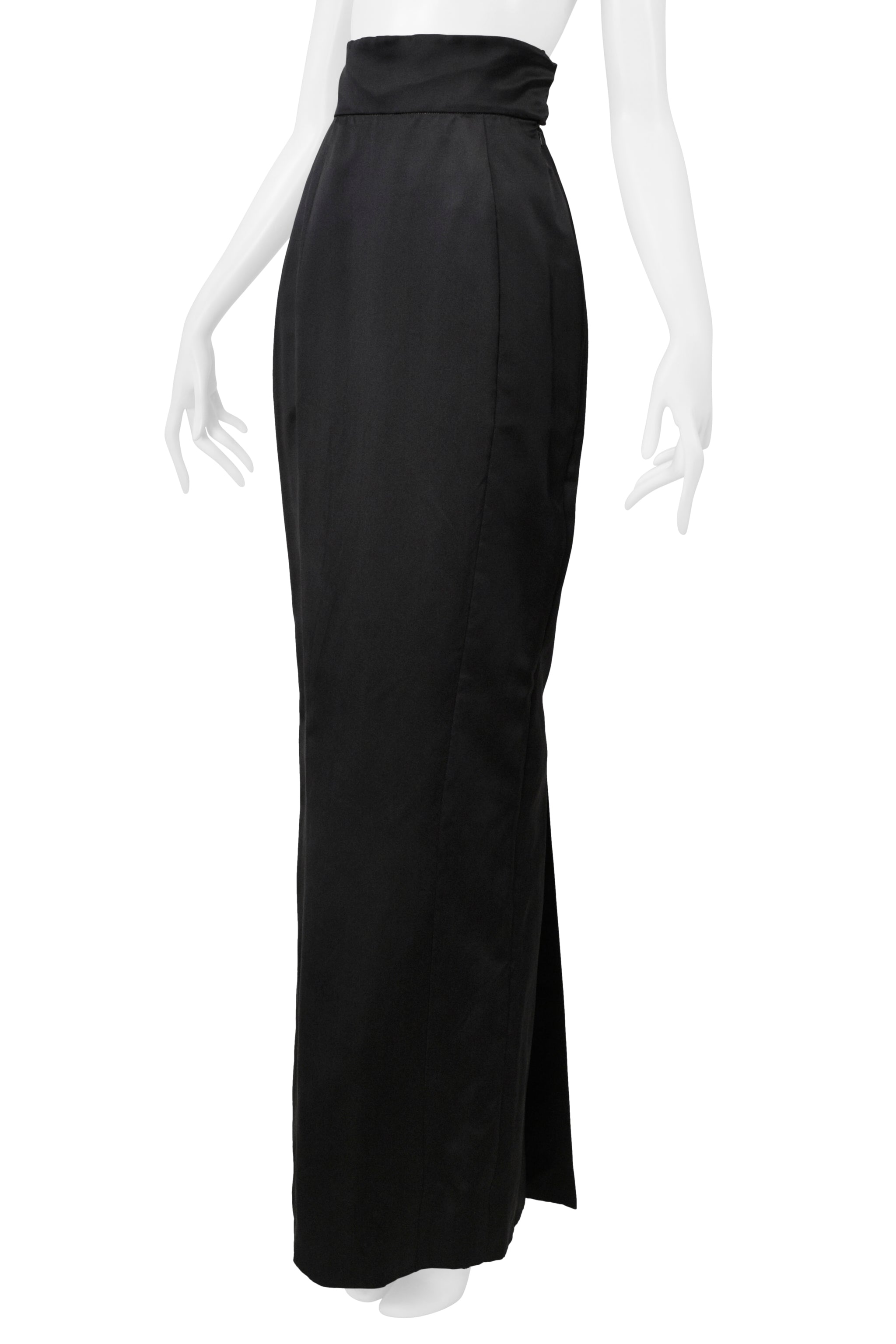 VIVIENNE WESTWOOD GOLD LABEL BLACK SILK EVENING SKIRT WITH TALL WAISTBAND 1990s