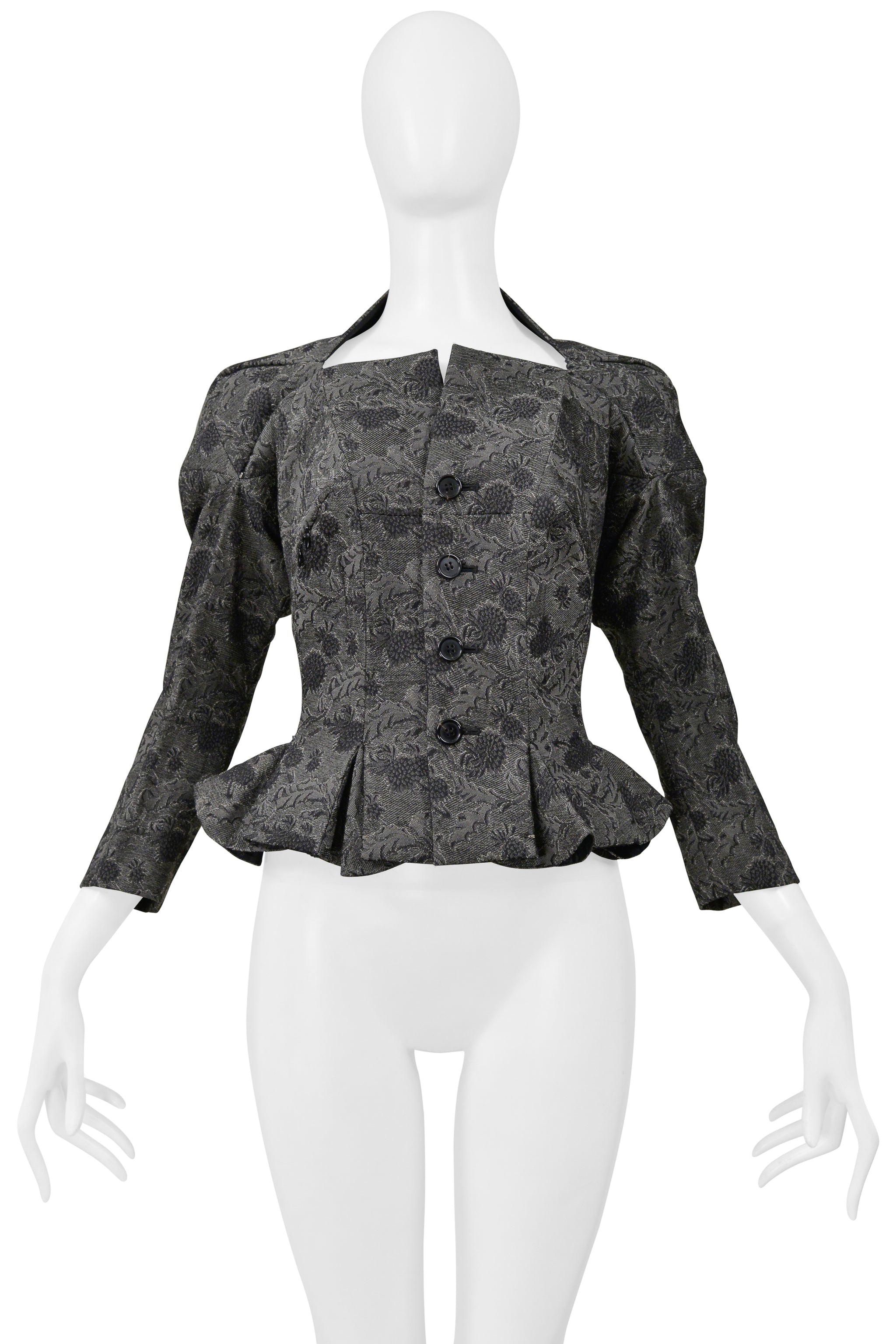 JUNYA WATANABE GREY FLORAL RUBBER NEOPRENE FANCY TRANSFORMABLE JACKET 1999-2000