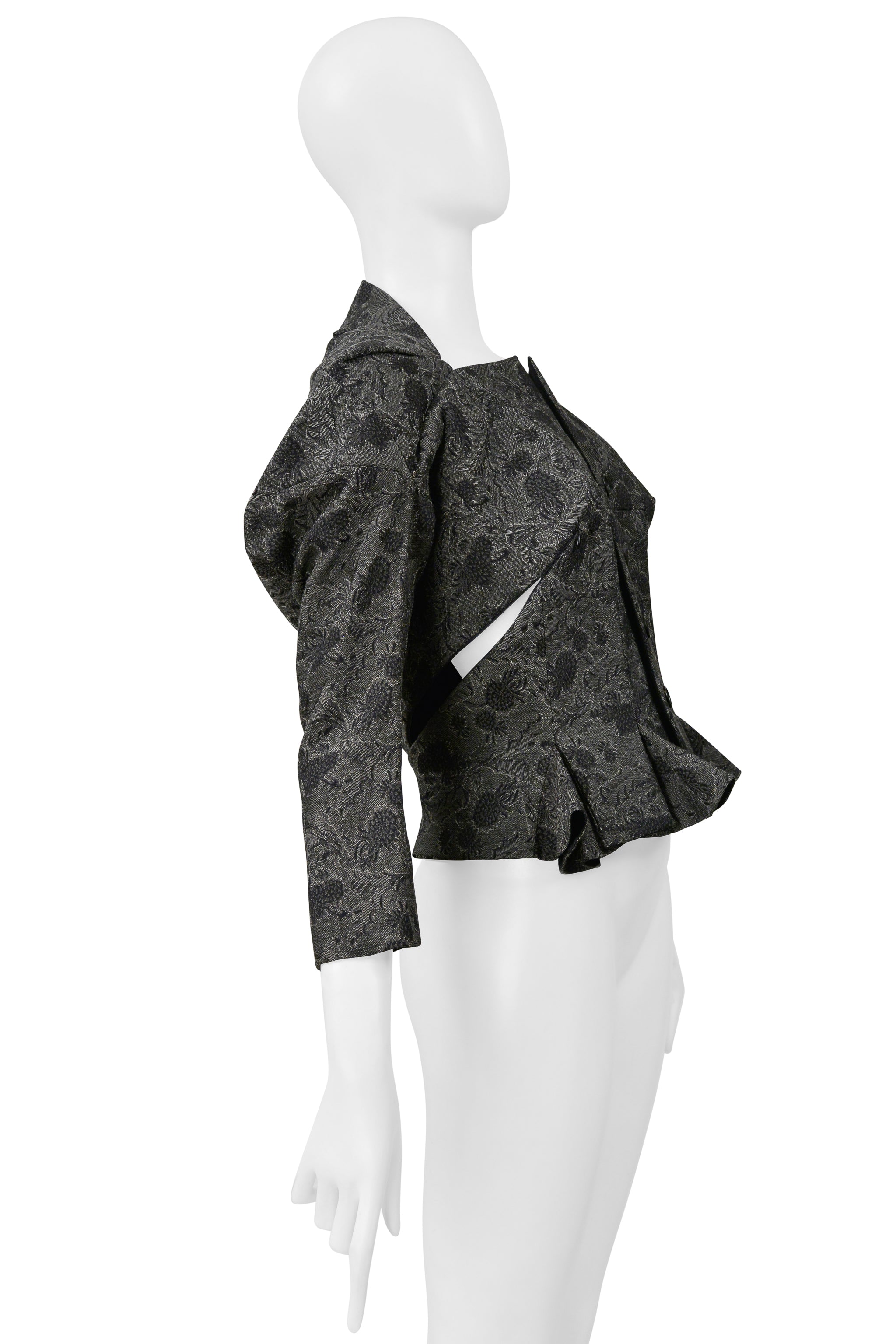 JUNYA WATANABE GREY FLORAL RUBBER NEOPRENE FANCY TRANSFORMABLE JACKET 1999-2000