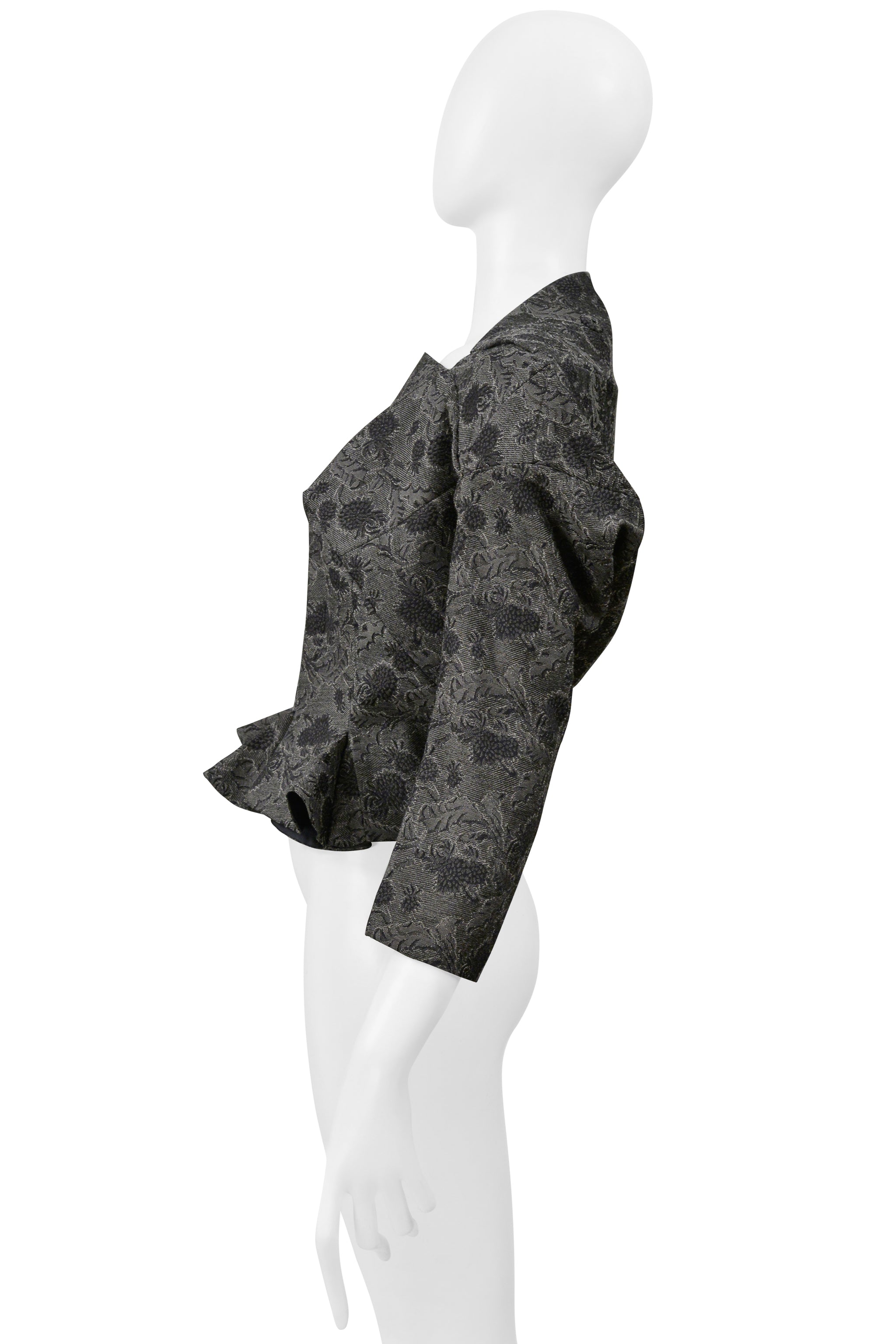 JUNYA WATANABE GREY FLORAL RUBBER NEOPRENE FANCY TRANSFORMABLE JACKET 1999-2000