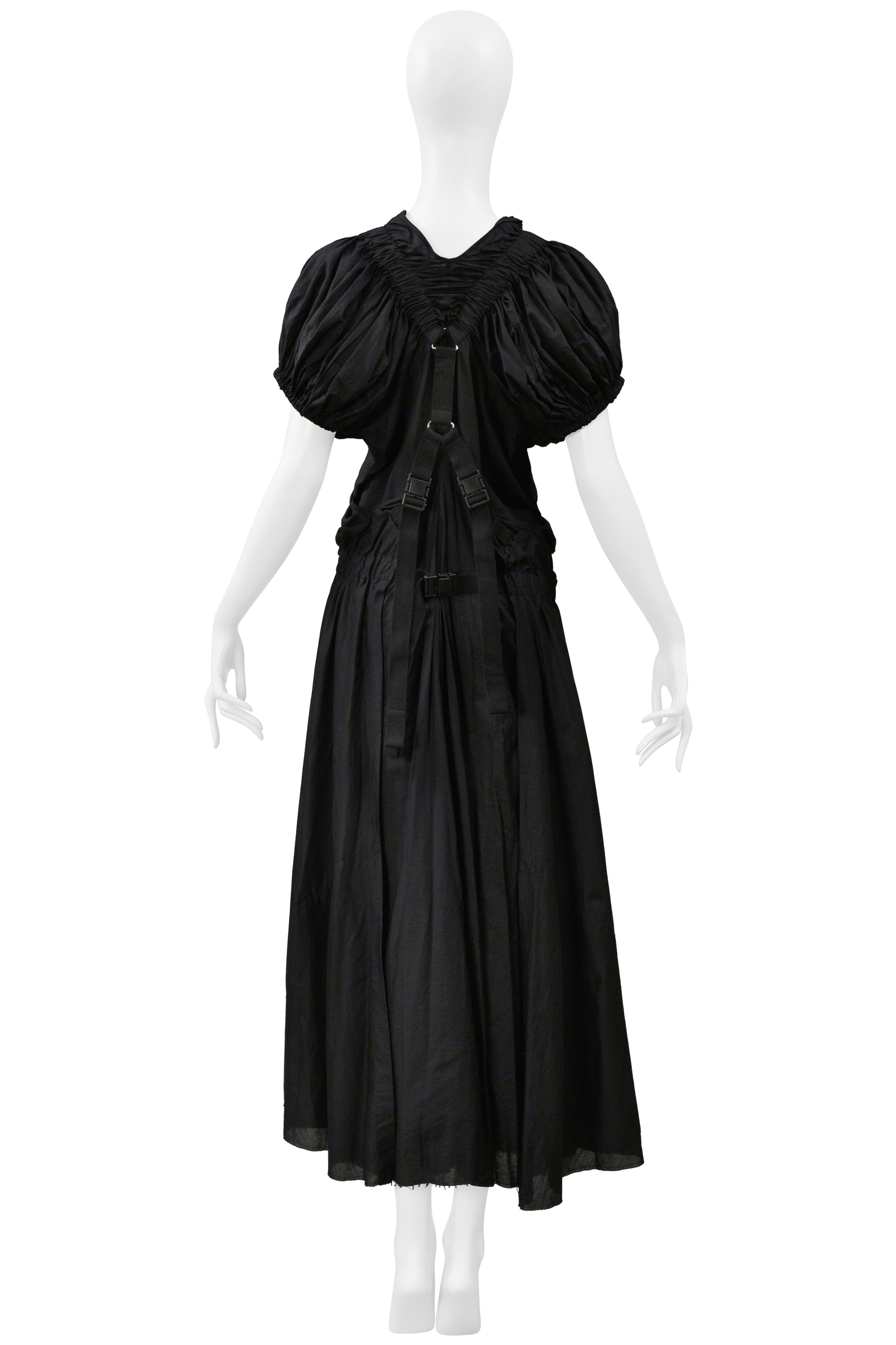 JUNYA WATANABE BLACK COTTON PARACHUTE DRESS WITH CUTOUT 2003