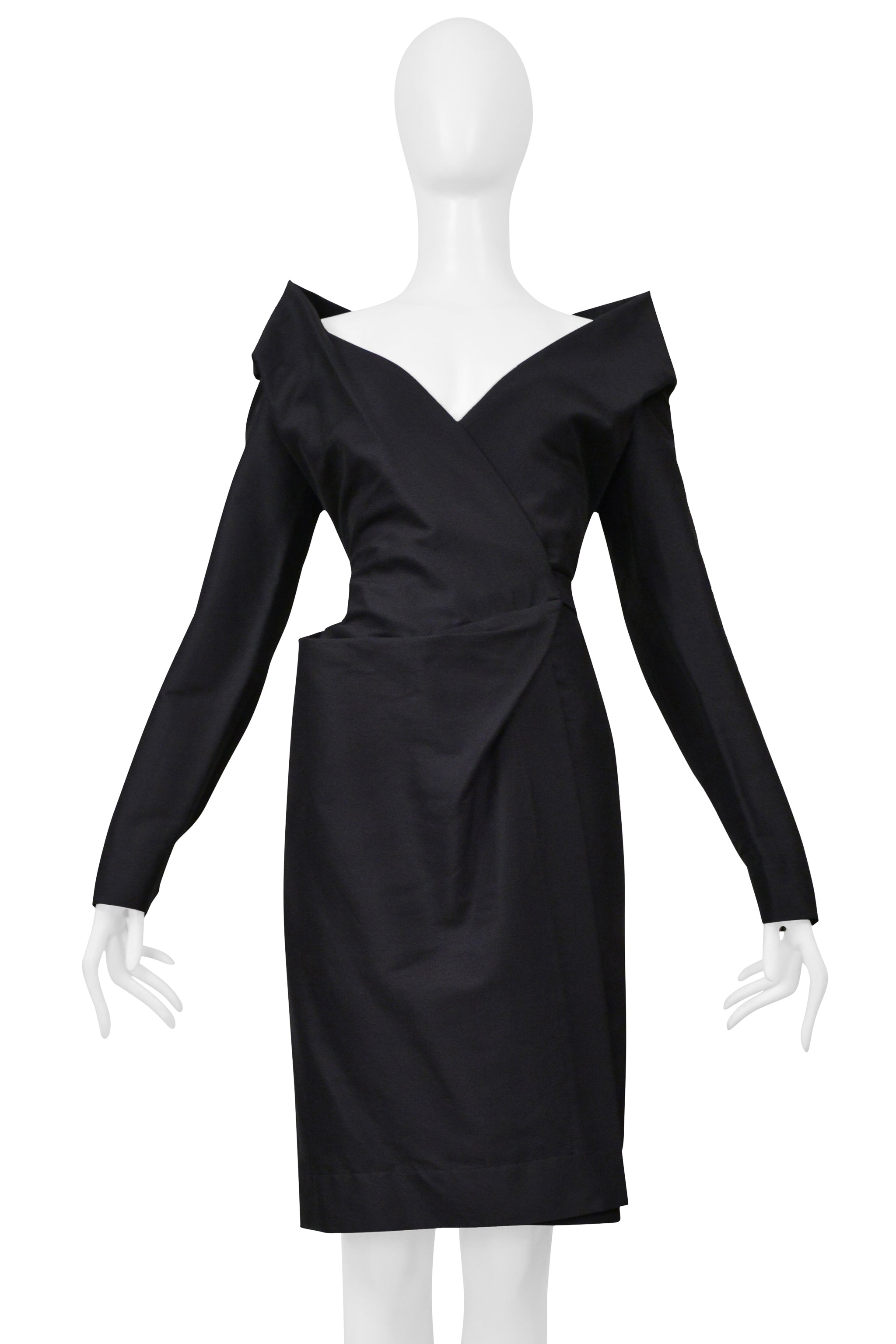 VIVIENNE WESTWOOD RED LABEL BLACK COLD SHOULDER WRAP COAT