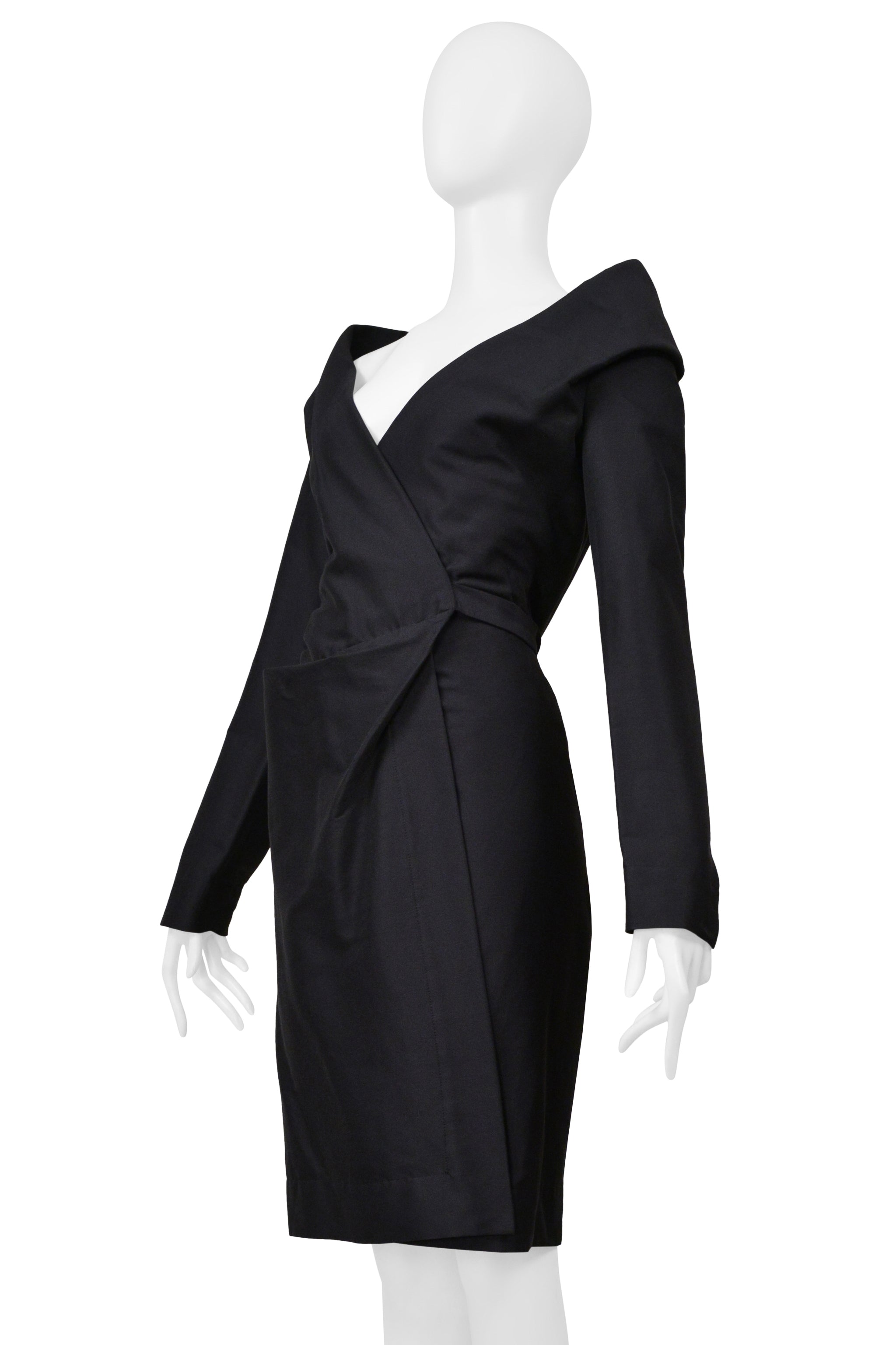 VIVIENNE WESTWOOD RED LABEL BLACK COLD SHOULDER WRAP COAT