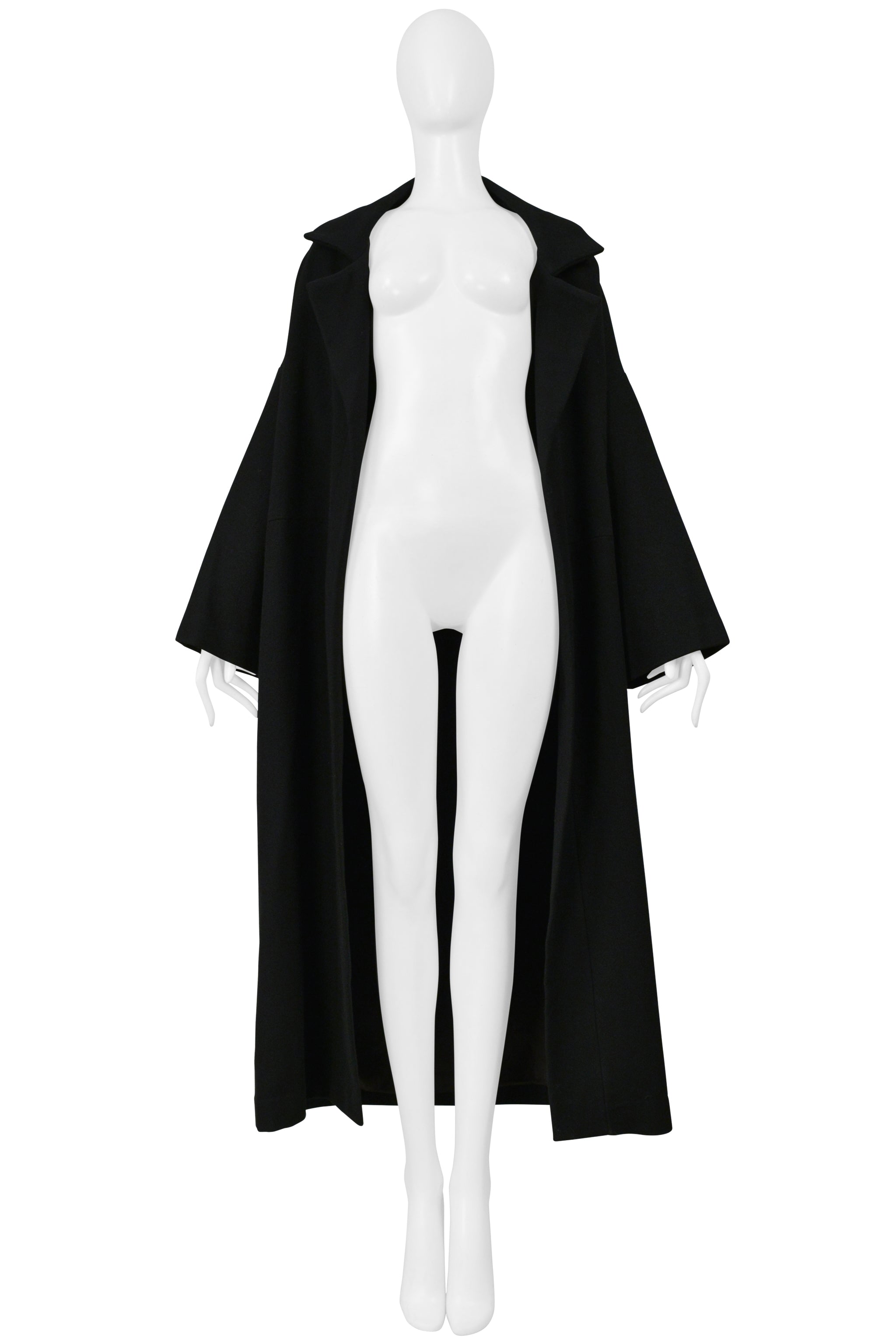 YOHJI YAMAMOTO BLACK WOOL EGG SHAPE OVERCOAT WITH NOTCH LAPELS 1999