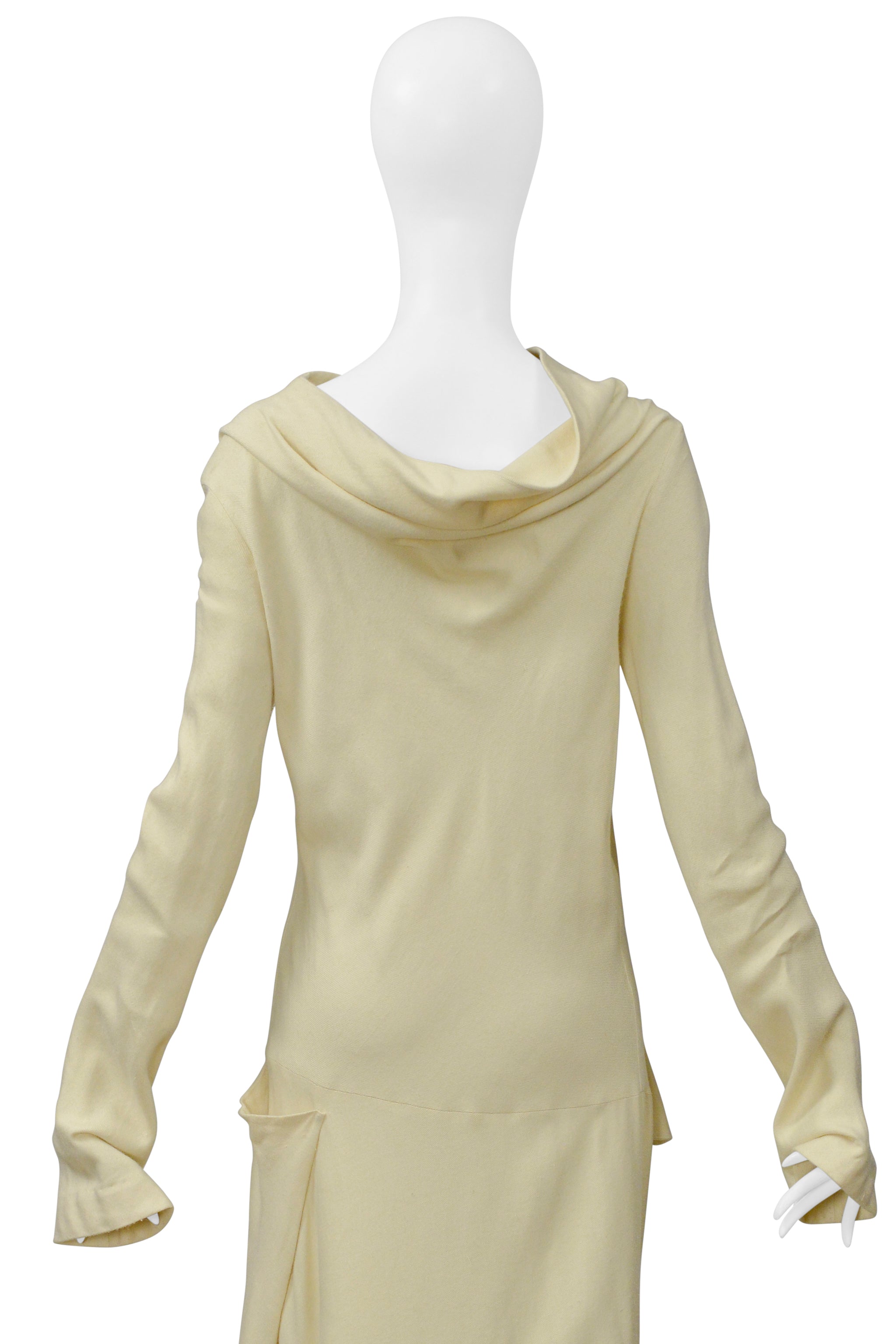 YOHJI YAMAMOTO BUTTER COWL NECK LONG DRESS 2000-01