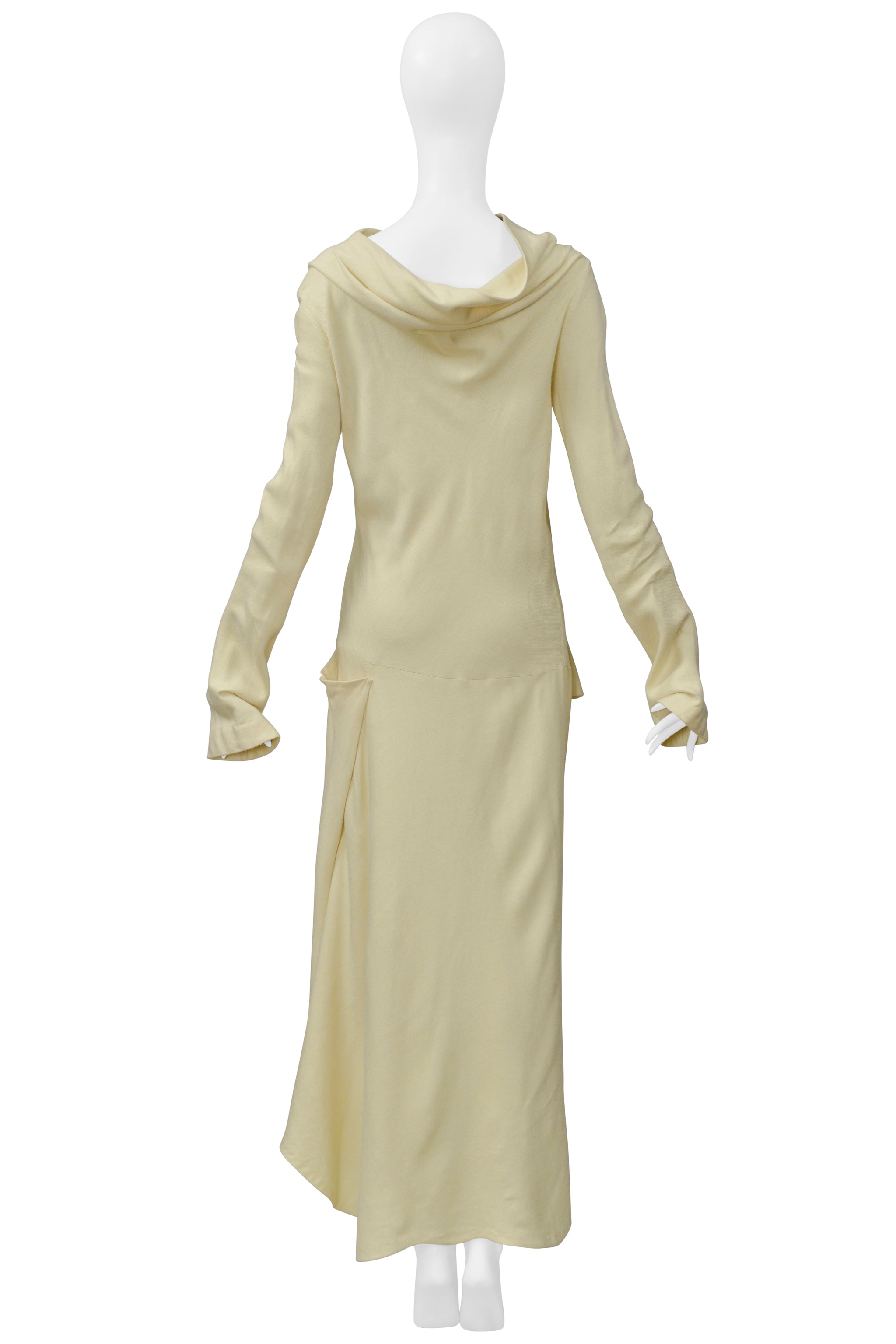 YOHJI YAMAMOTO BUTTER COWL NECK LONG DRESS 2000-01