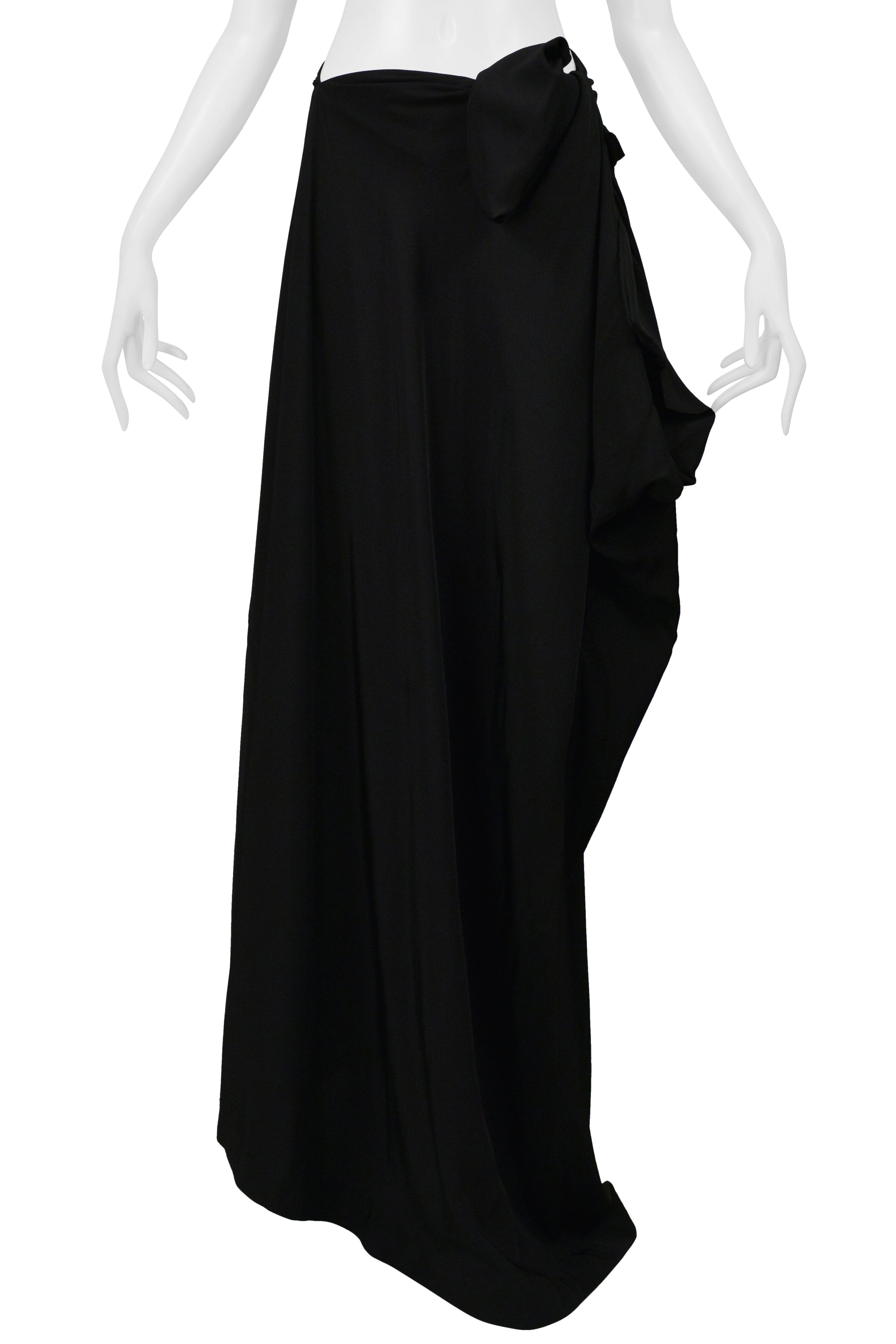 YOHJI YAMAMOTO BLACK JACKET AND SASH SKIRT ENSEMBLE 2000