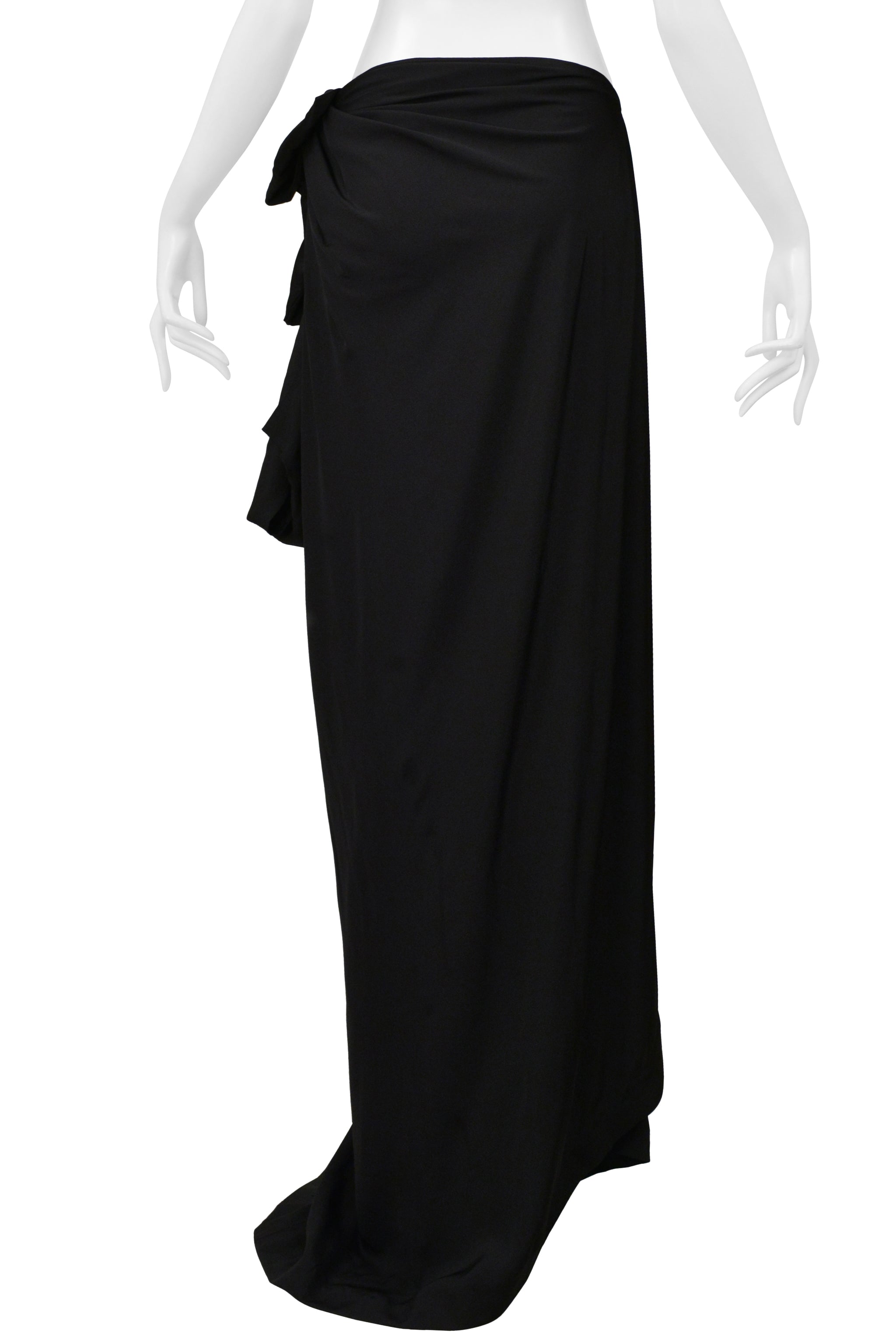 YOHJI YAMAMOTO BLACK JACKET AND SASH SKIRT ENSEMBLE 2000