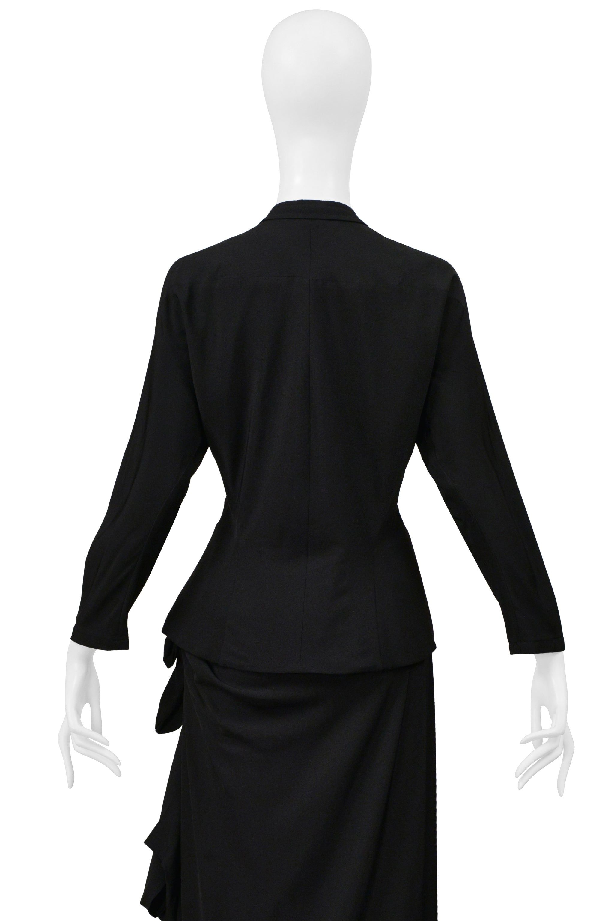 YOHJI YAMAMOTO BLACK JACKET AND SASH SKIRT ENSEMBLE 2000