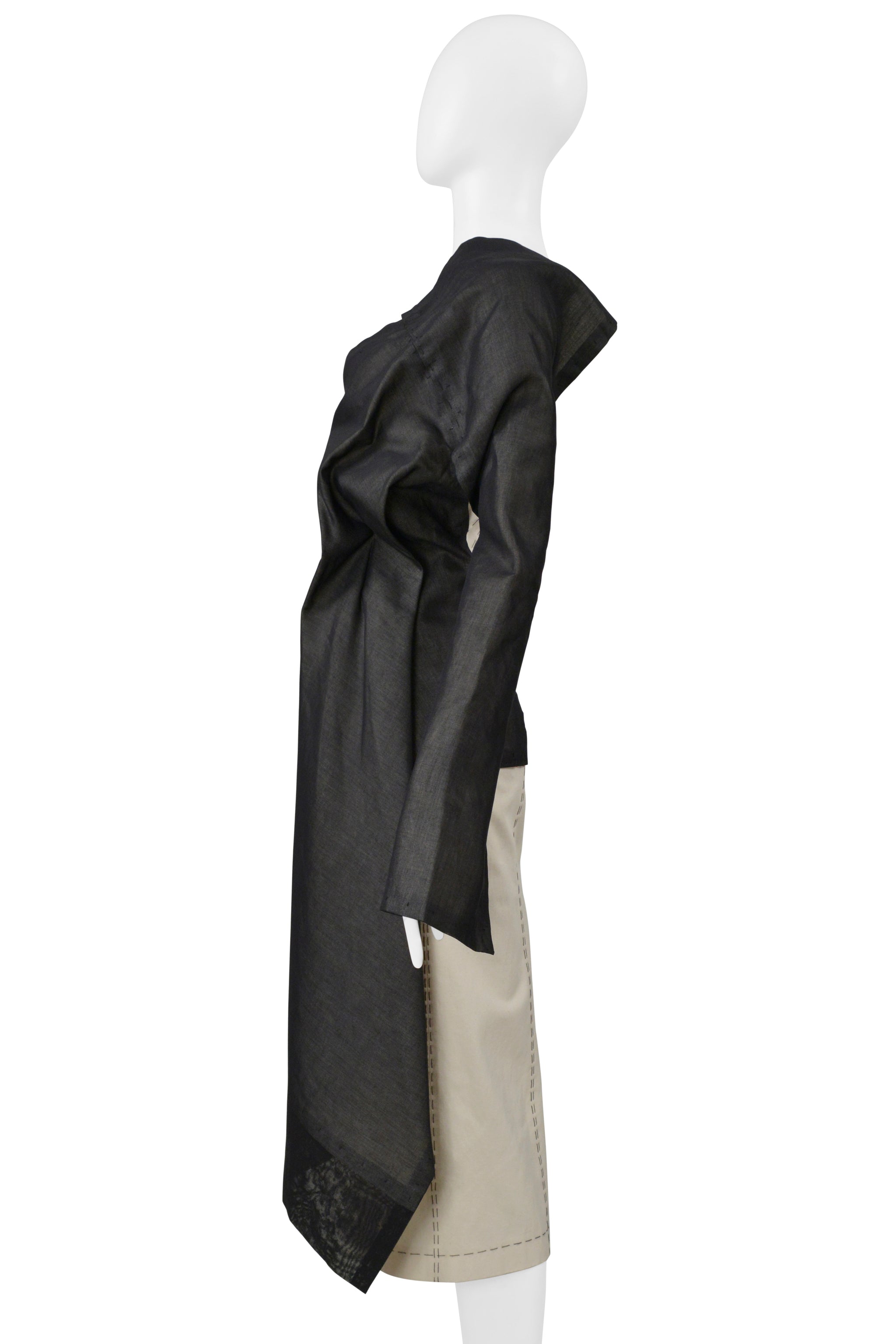YOHJI YAMAMOTO OFF WHITE DRESSMAKERS DRESS WITH HALF BLACK JACKET 2000