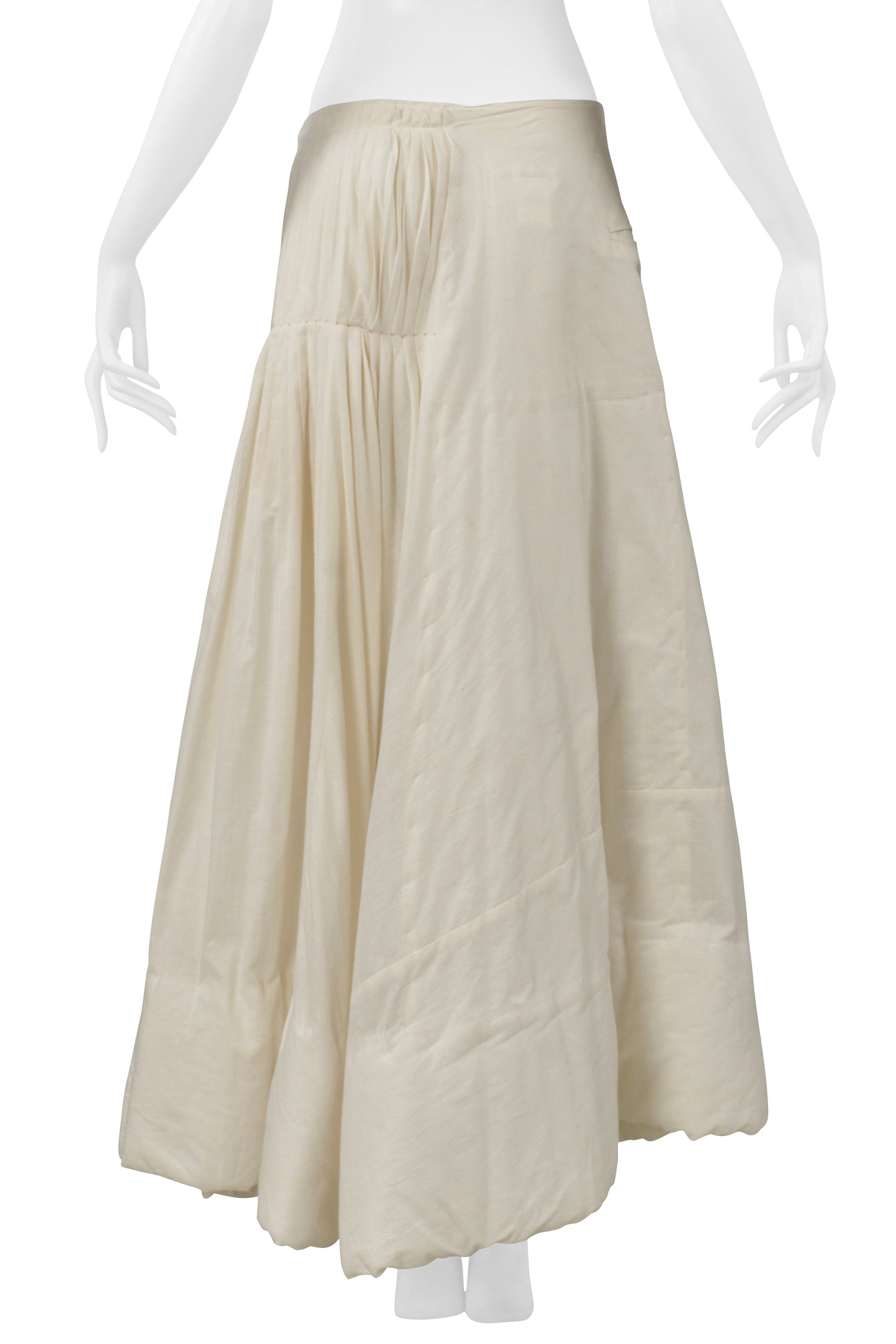 YOHJI YAMAMOTO OFF WHITE ASYMMETRICAL PADDED BALL SKIRT 2000