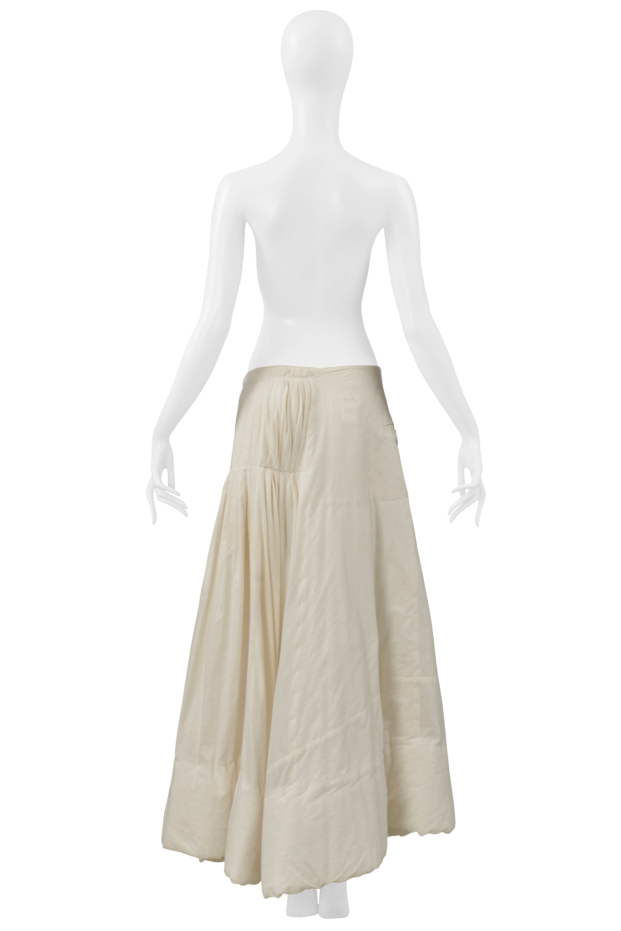 YOHJI YAMAMOTO OFF WHITE ASYMMETRICAL PADDED BALL SKIRT 2000