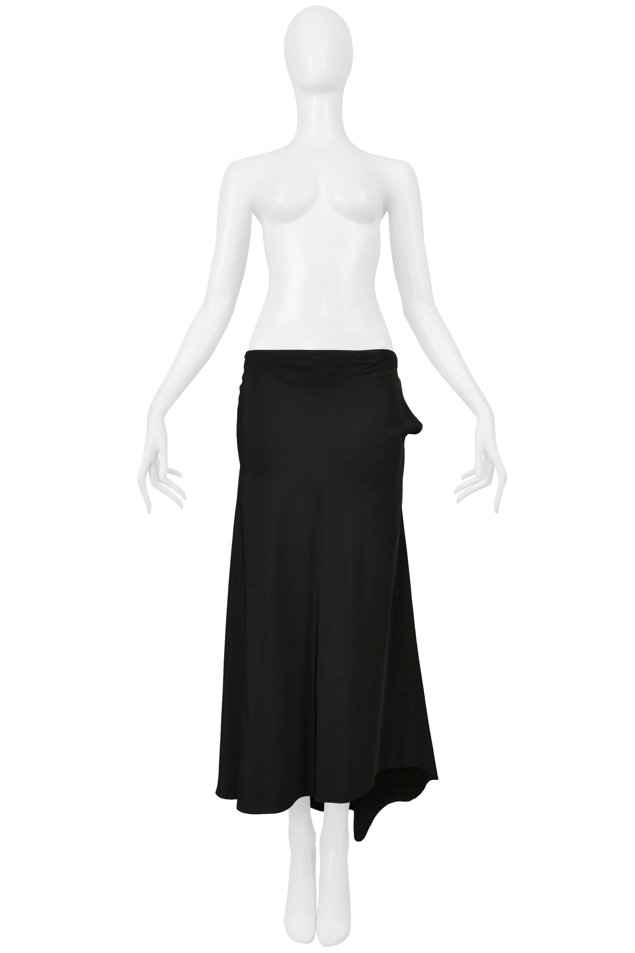 YOHJI YAMAMOTO BLACK ASYMMETRICAL TOP AND LONG SKIRT ENSEMBLE