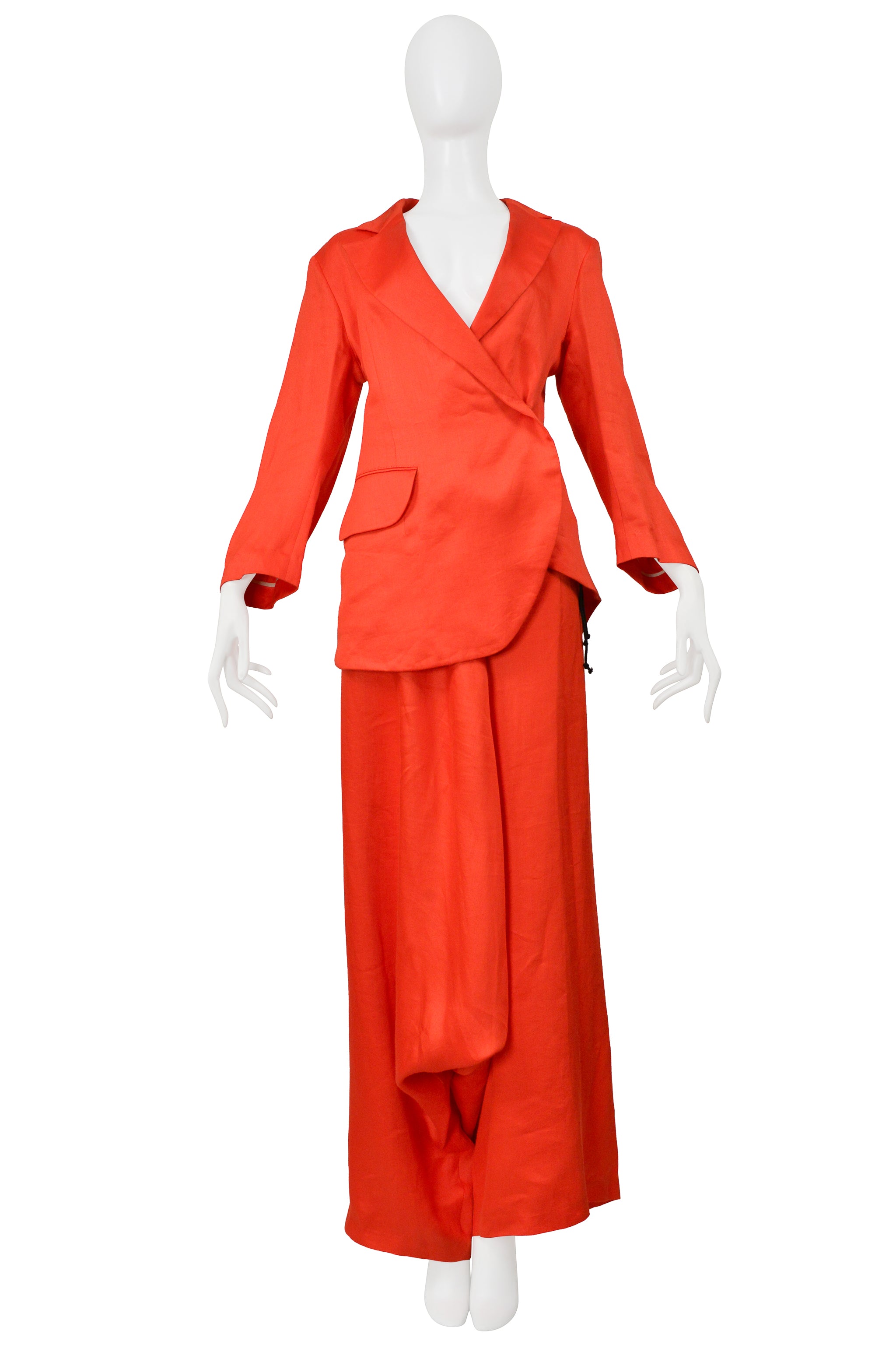 YOHJI YAMAMOTO RED LINEN JACKET AND HAREM PANTS