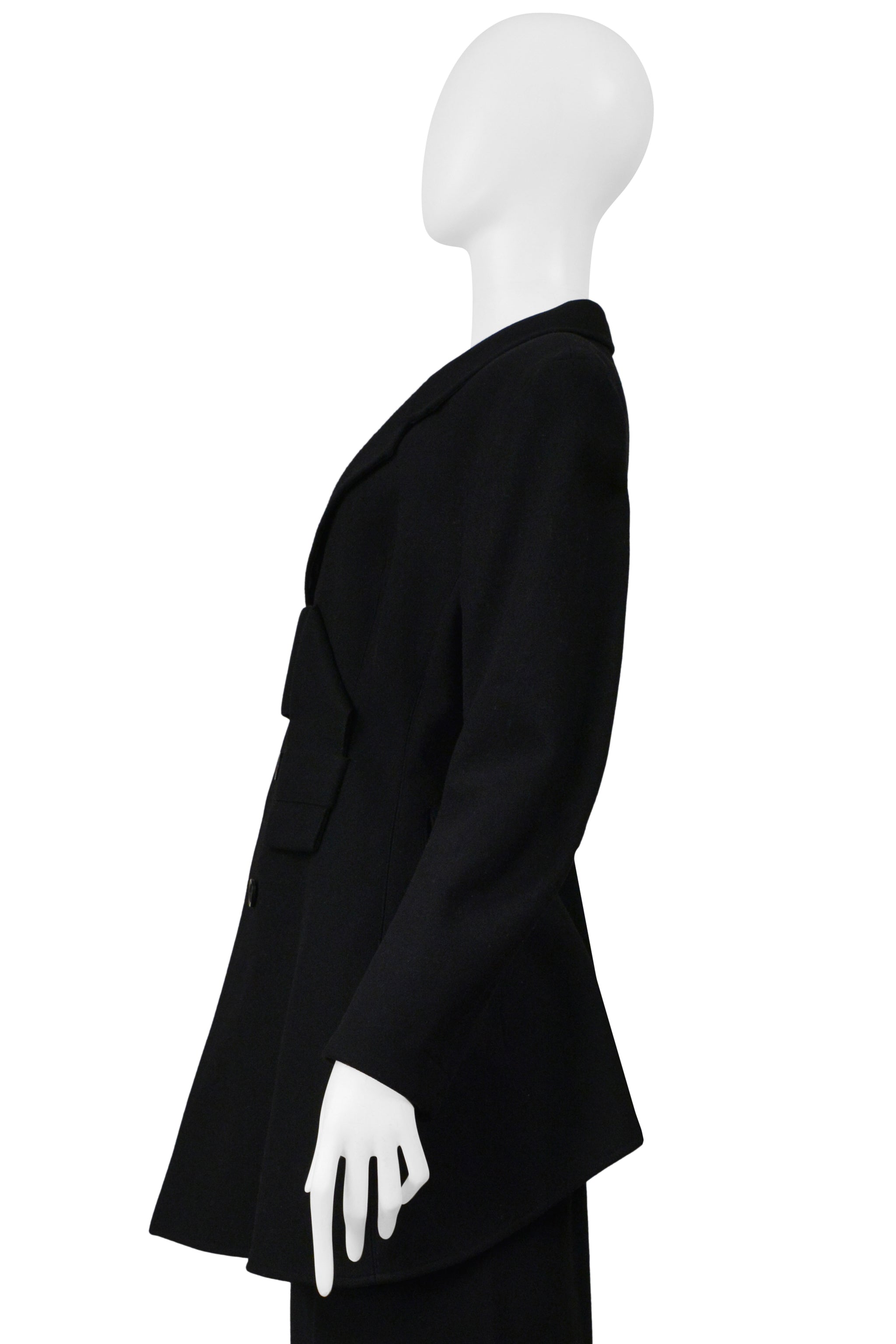 YOHJI YAMAMOTO BLACK JACKET AND SKIRT WITH FLAPS ENSEMBLE 1999