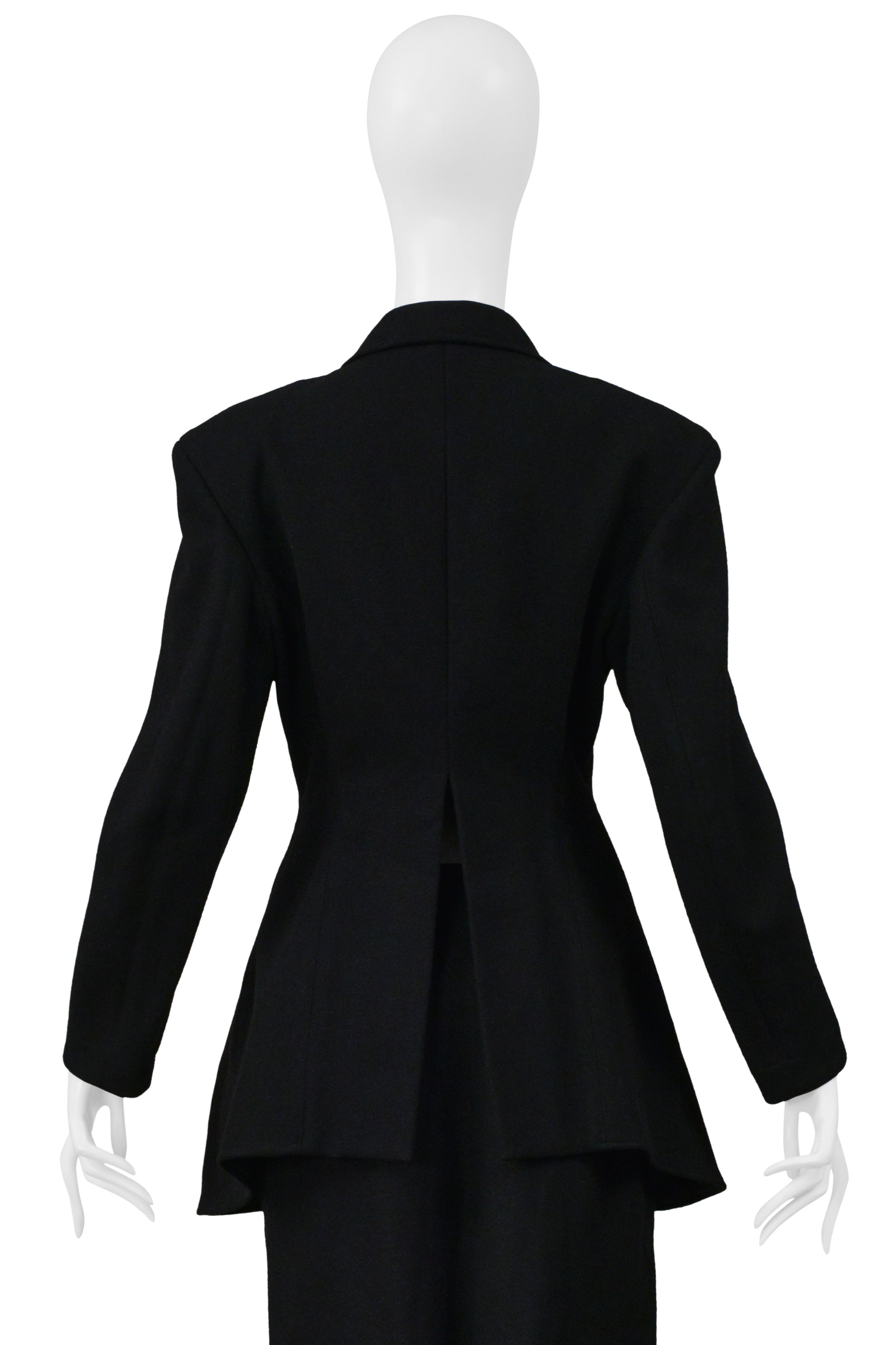 YOHJI YAMAMOTO BLACK JACKET AND SKIRT WITH FLAPS ENSEMBLE 1999