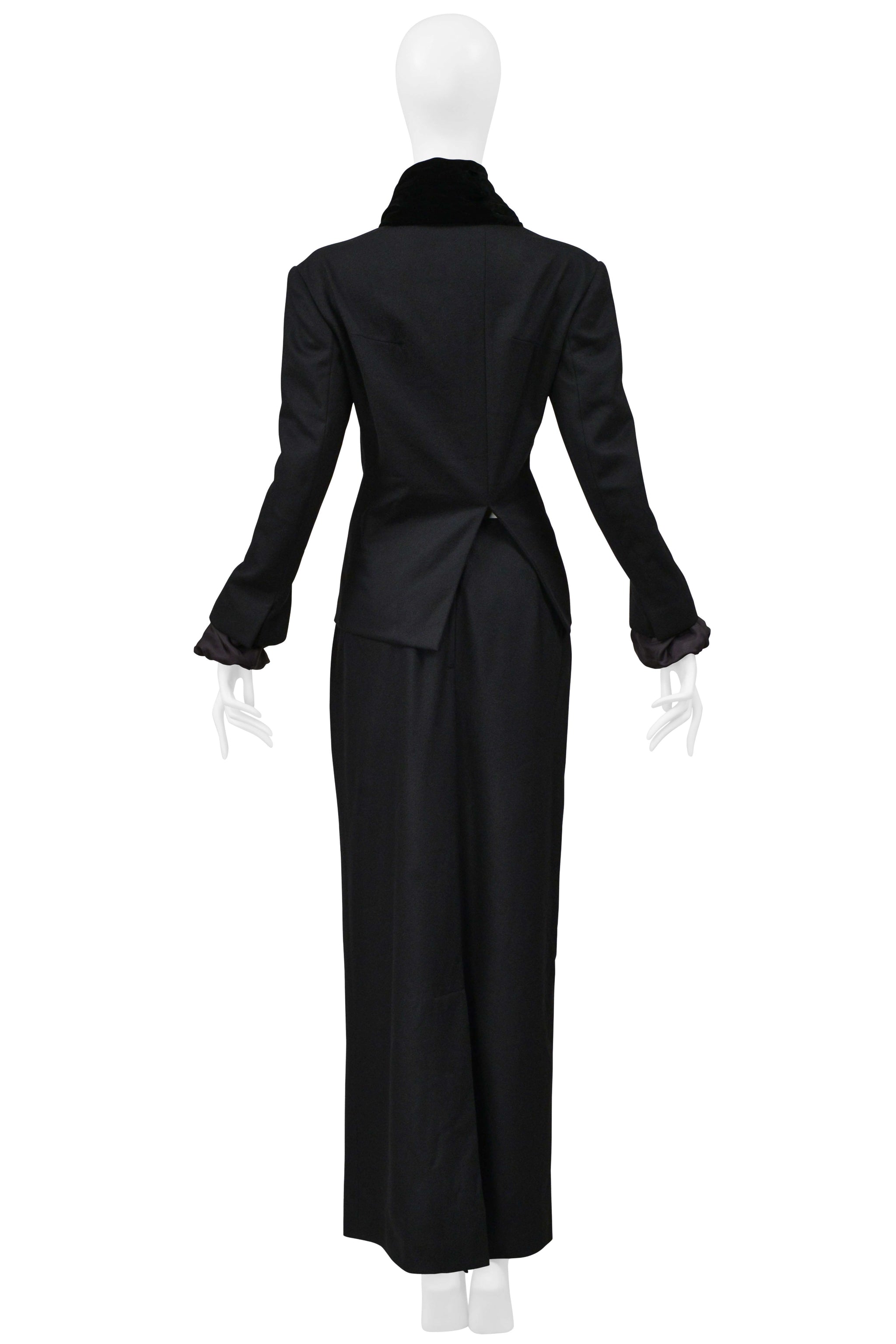 YOHJI YAMAMOTO 2000–01 BLACK JACKET WITH VELVET SCARF AND SKIRT