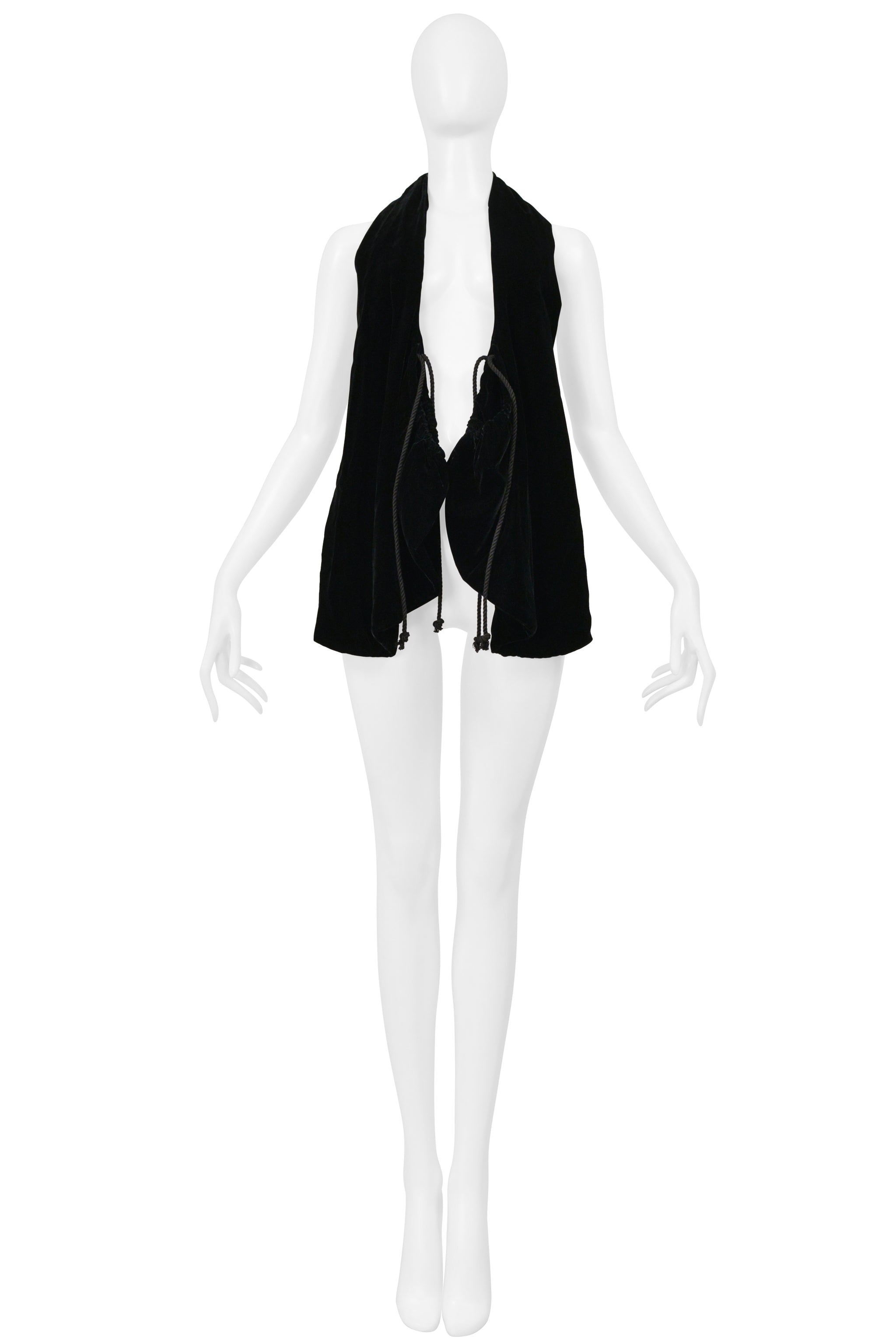 YOHJI YAMAMOTO 2000–01 BLACK JACKET WITH VELVET SCARF AND SKIRT