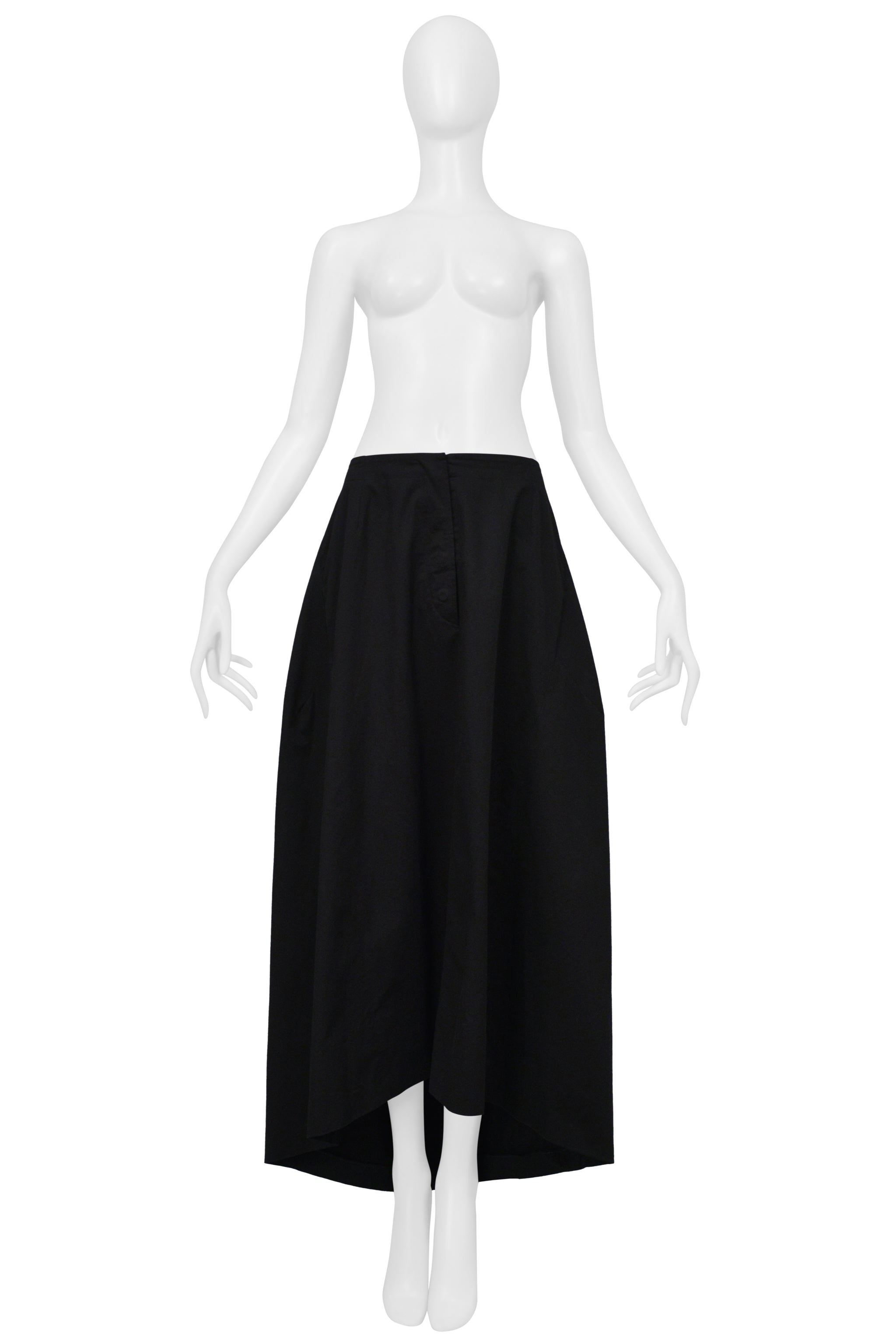 YOHJI YAMAMOTO BLACK LONG FULL SACK SKIRT W DRAWSTRING 2001
