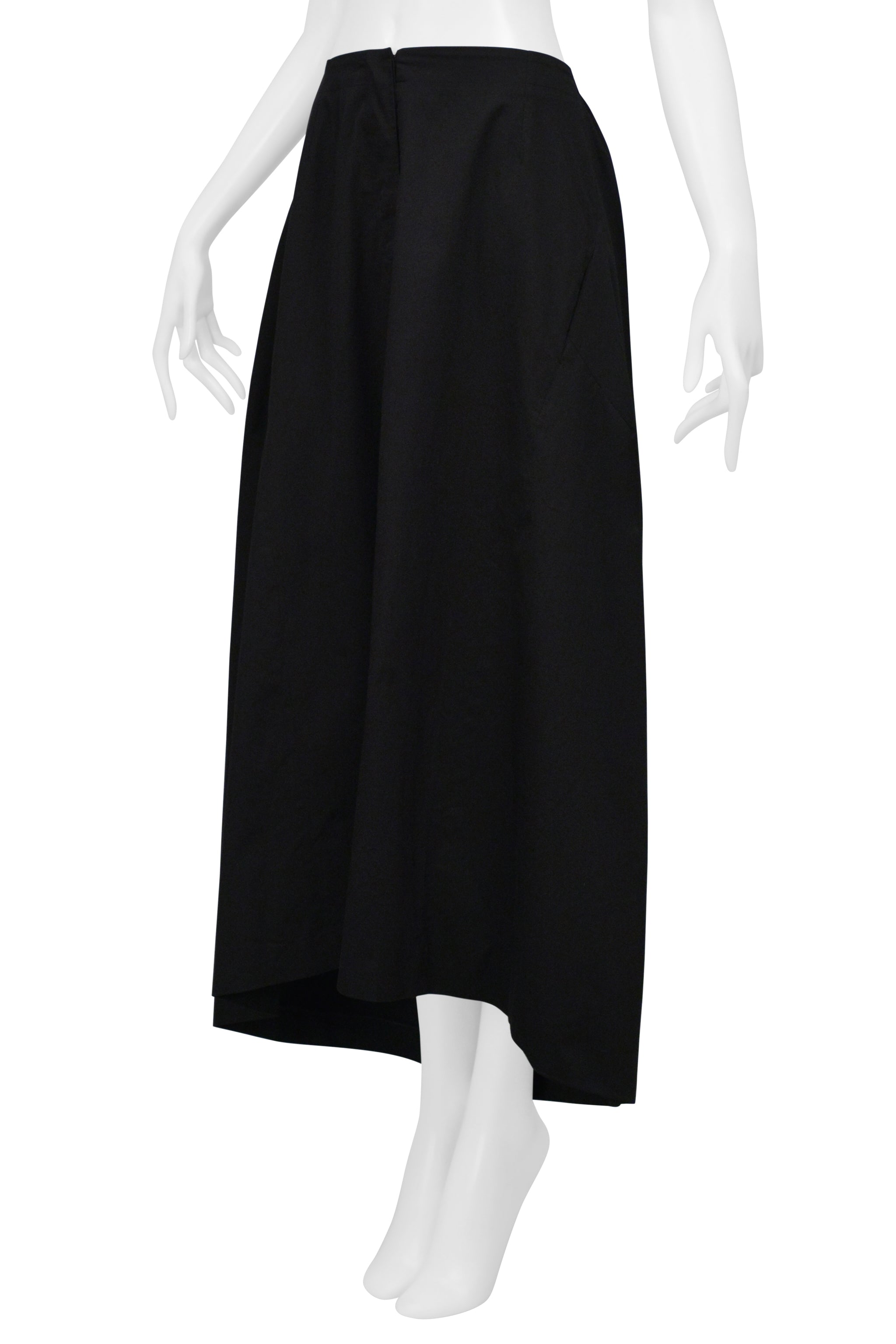 YOHJI YAMAMOTO BLACK LONG FULL SACK SKIRT W DRAWSTRING 2001