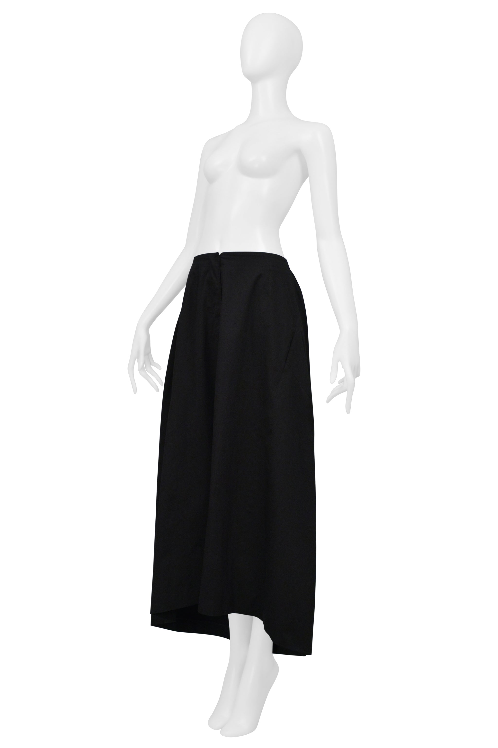 YOHJI YAMAMOTO BLACK LONG FULL SACK SKIRT W DRAWSTRING 2001