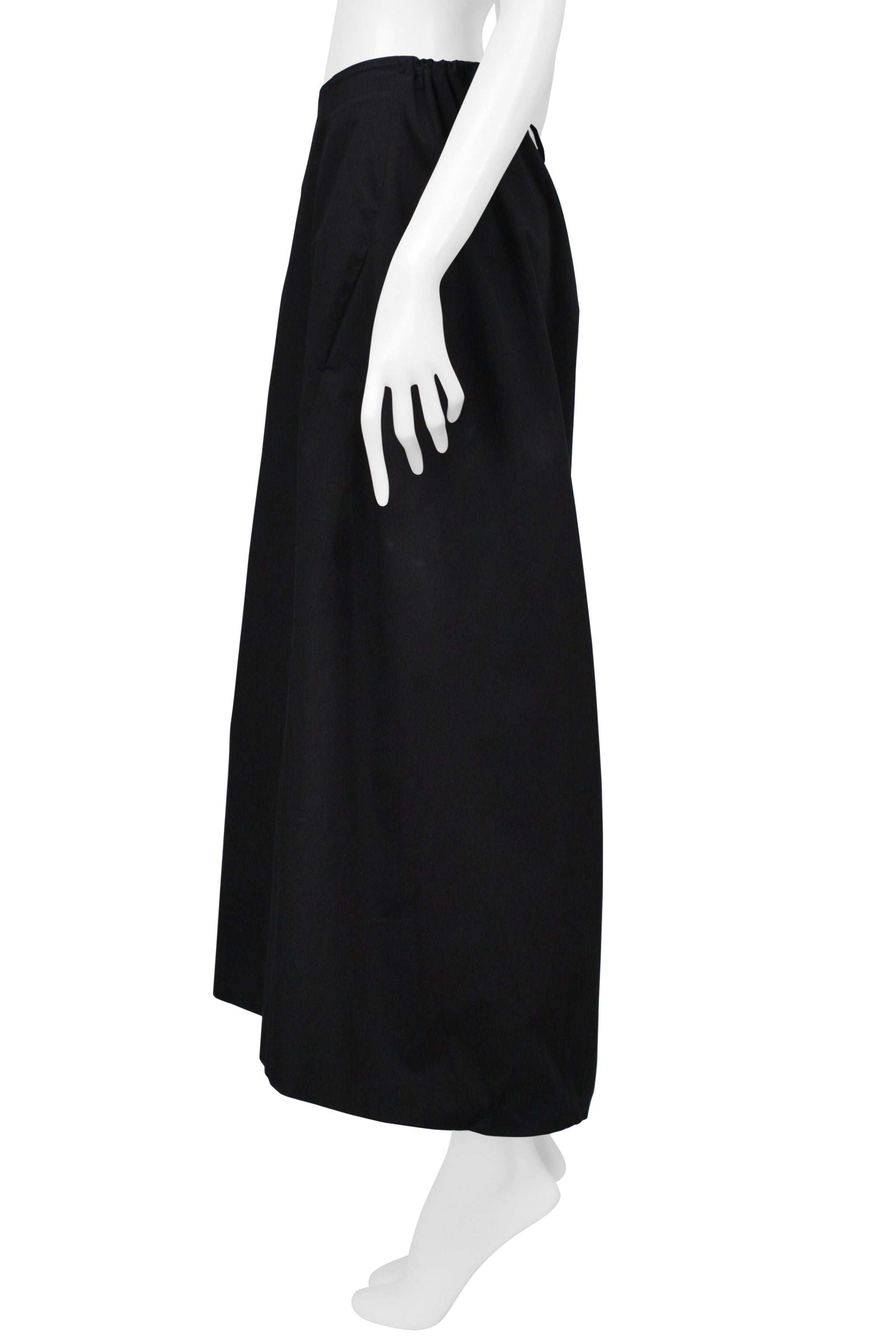 YOHJI YAMAMOTO BLACK LONG FULL SACK SKIRT W DRAWSTRING 2001