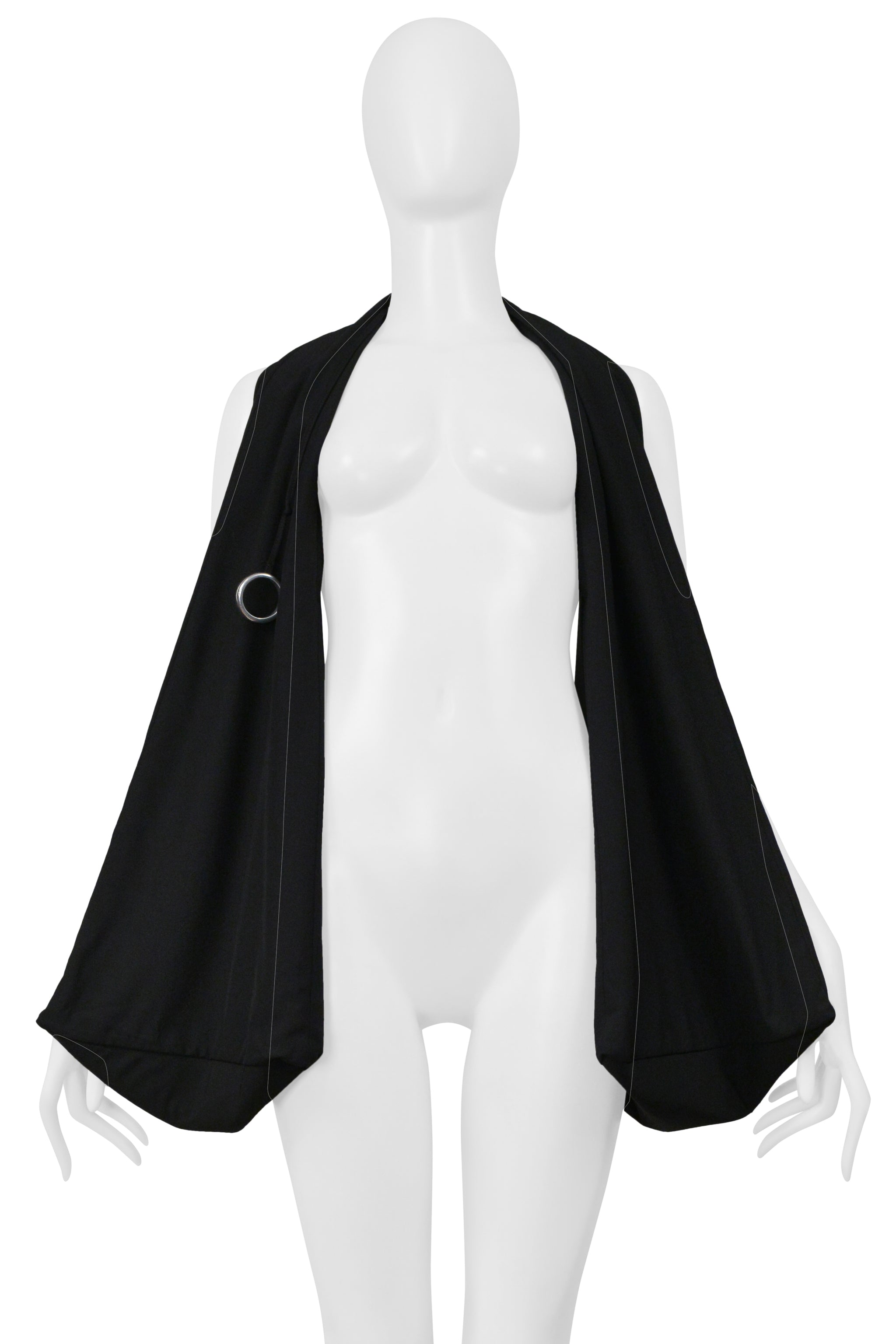 YOHJI YAMAMOTO BLACK WOOL GABARDINE BAG 2001