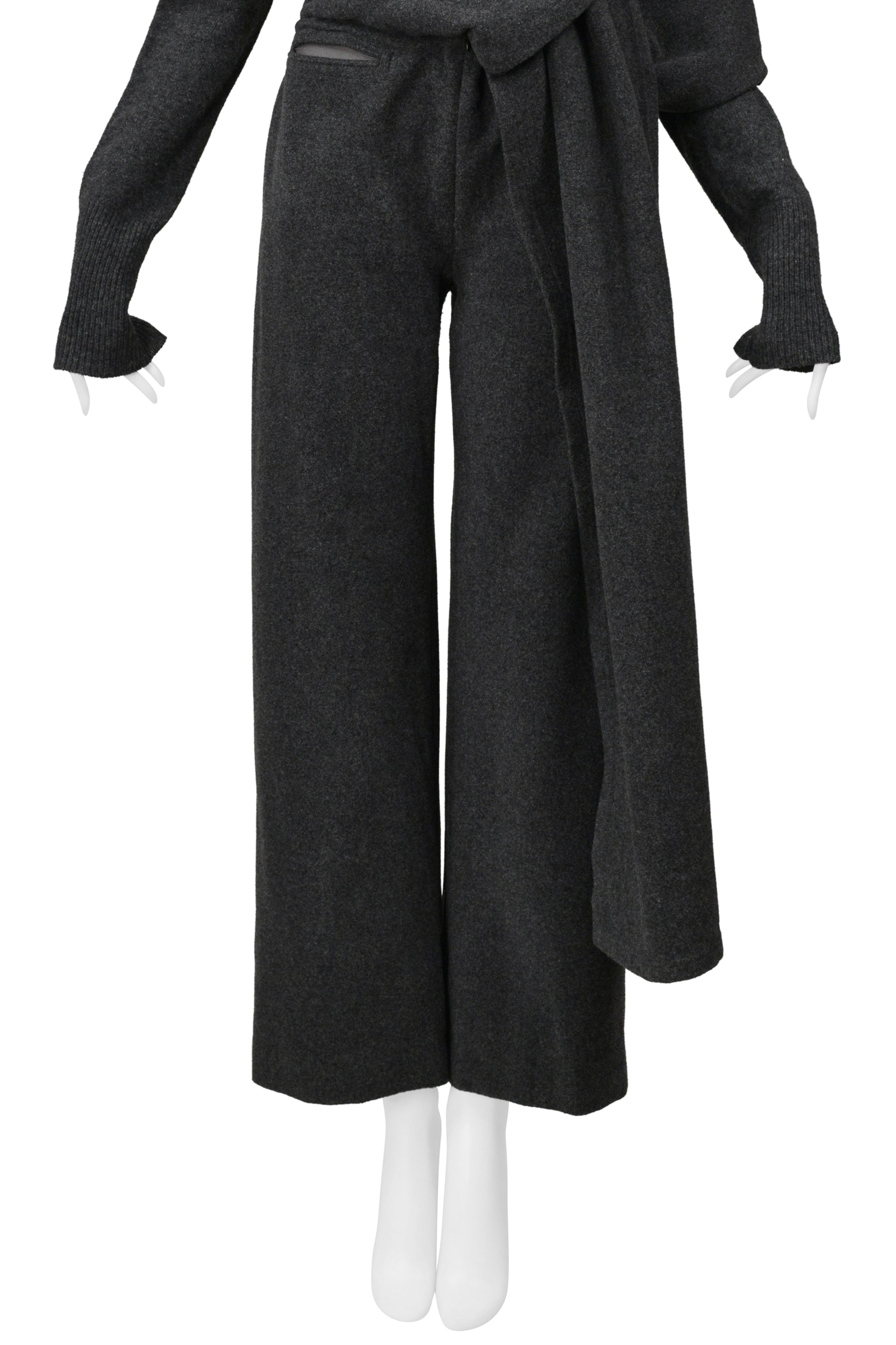 YOHJI YAMAMOTO GRAY MESH TOP & TROUSER PANTS ENSEMBLE 2004-05