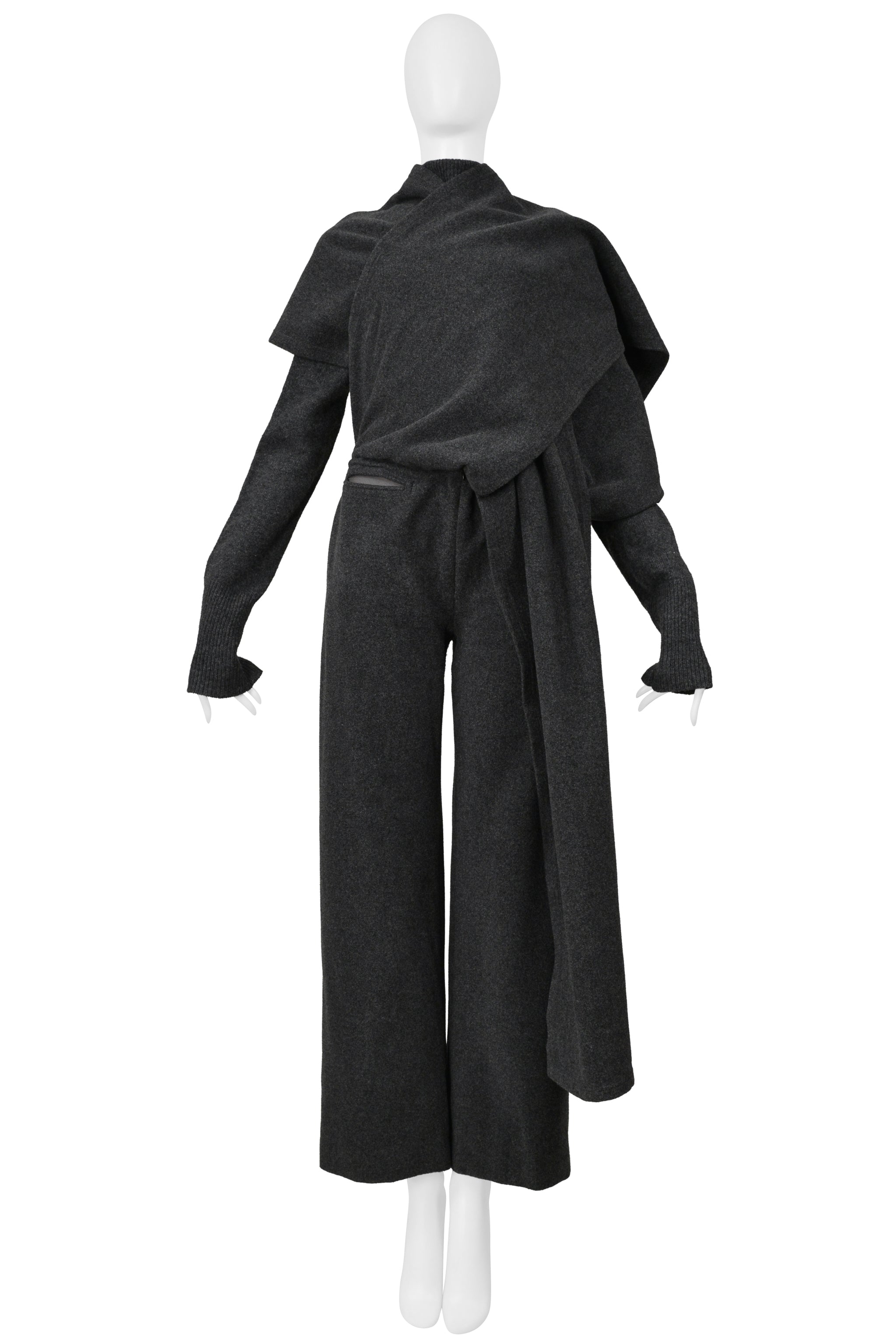 YOHJI YAMAMOTO GRAY MESH TOP & TROUSER PANTS ENSEMBLE 2004-05