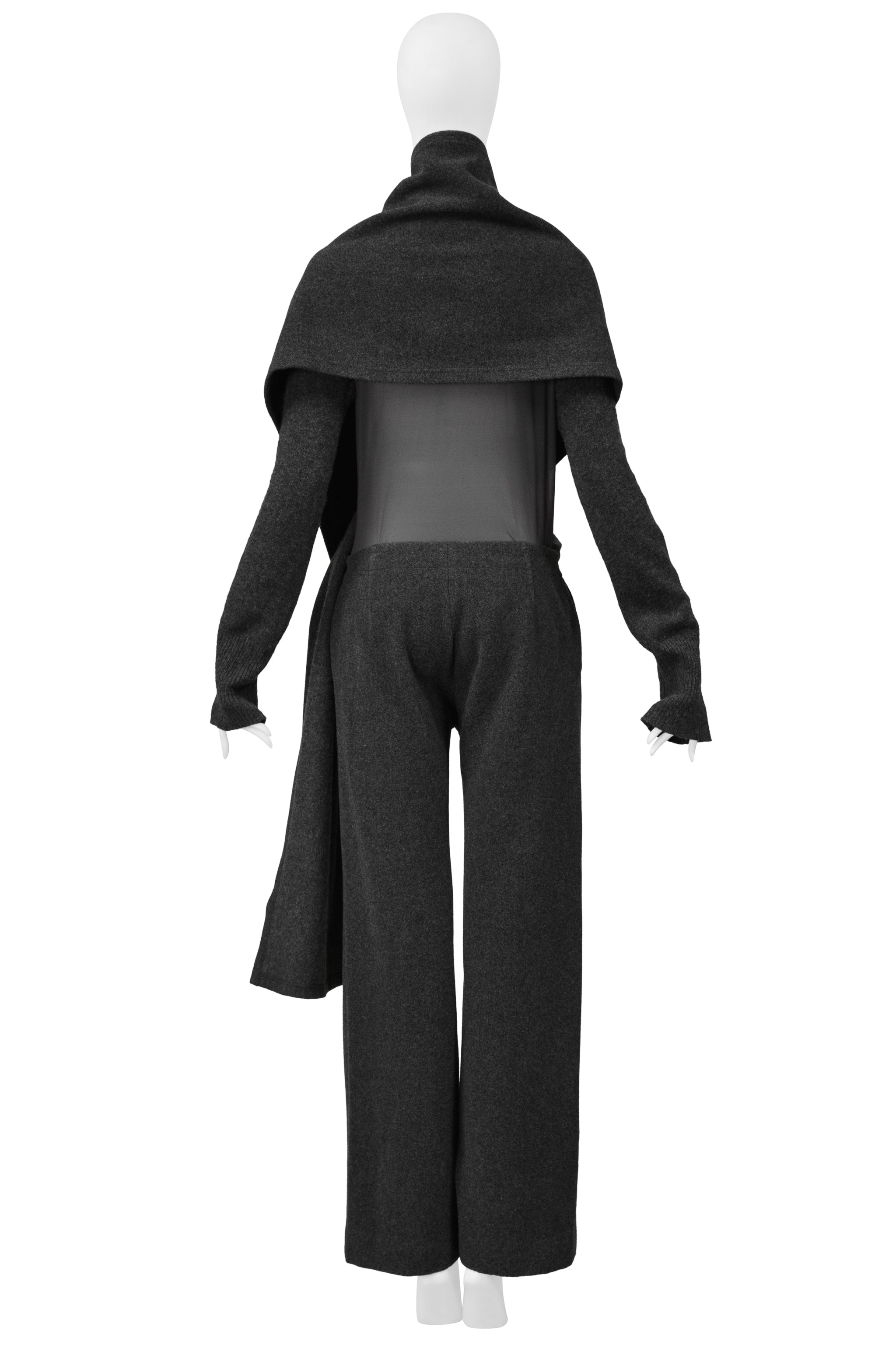 YOHJI YAMAMOTO GRAY MESH TOP & TROUSER PANTS ENSEMBLE 2004-05