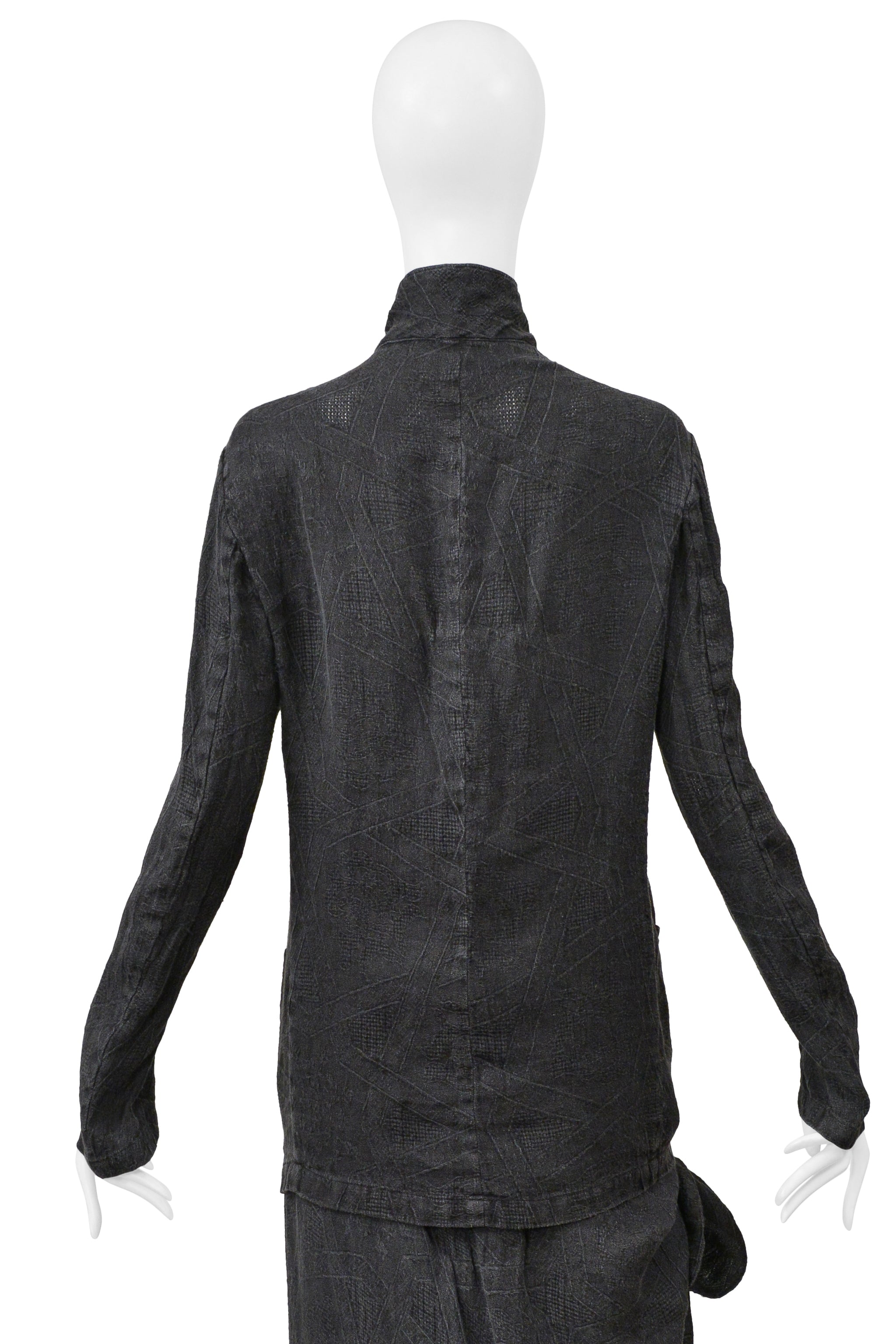 YOHJI YAMAMOTO GRAY LINEN JACKET AND SKIRT ENSEMBLE 2004