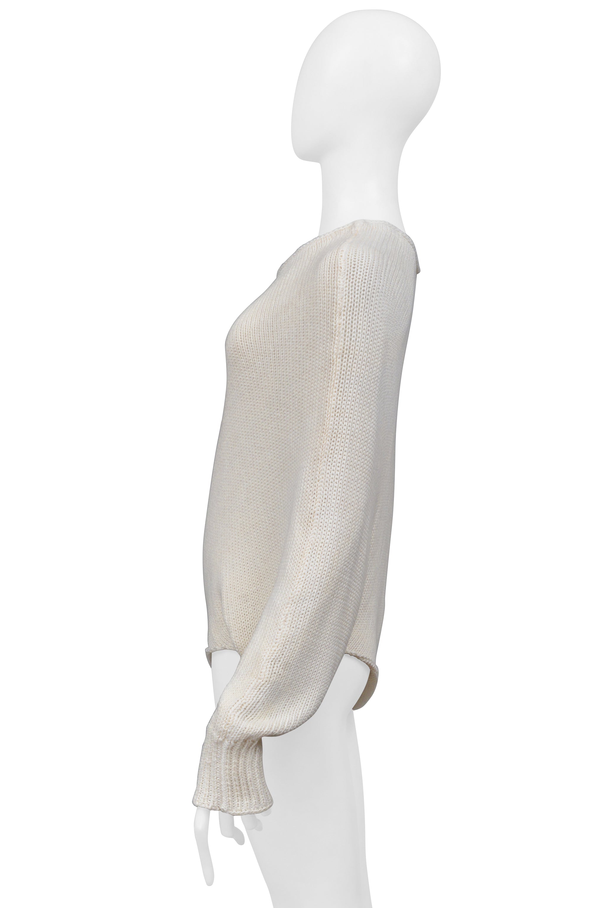 YOHJI YAMAMOTO OFF WHITE ASYMMETRICAL SWEATER 2005