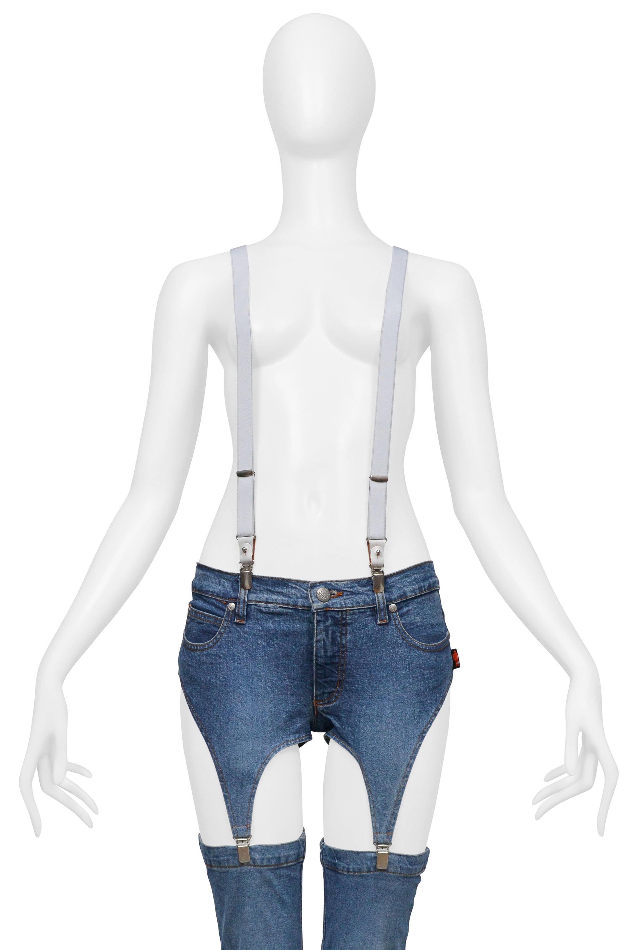 YOHJI YAMAMOTO WHITE 2 WAY SUSPENDERS