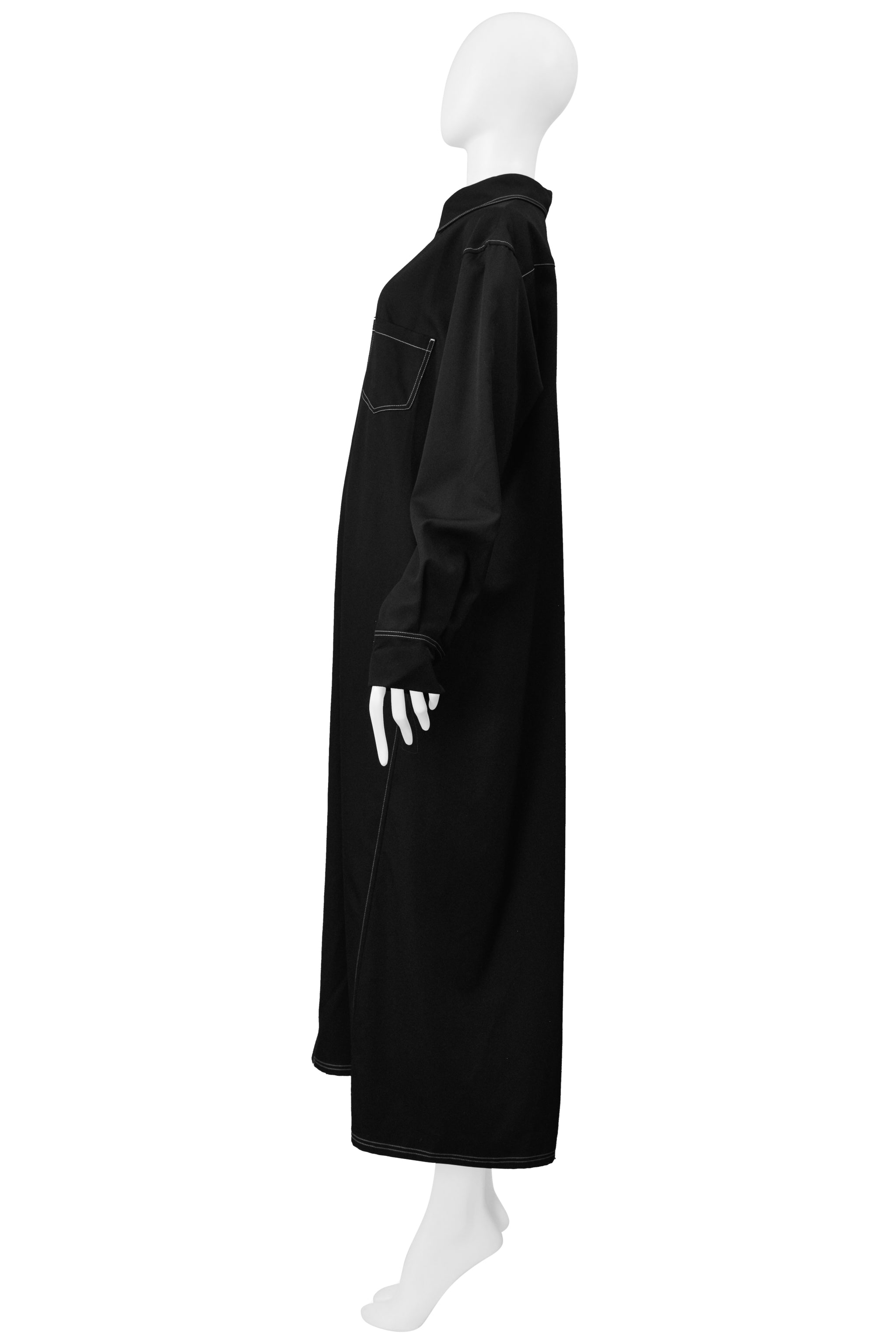 Y'S BY YOHJI DUSTER COAT WITH CONTRAST STITCHING AND OPEN VENT