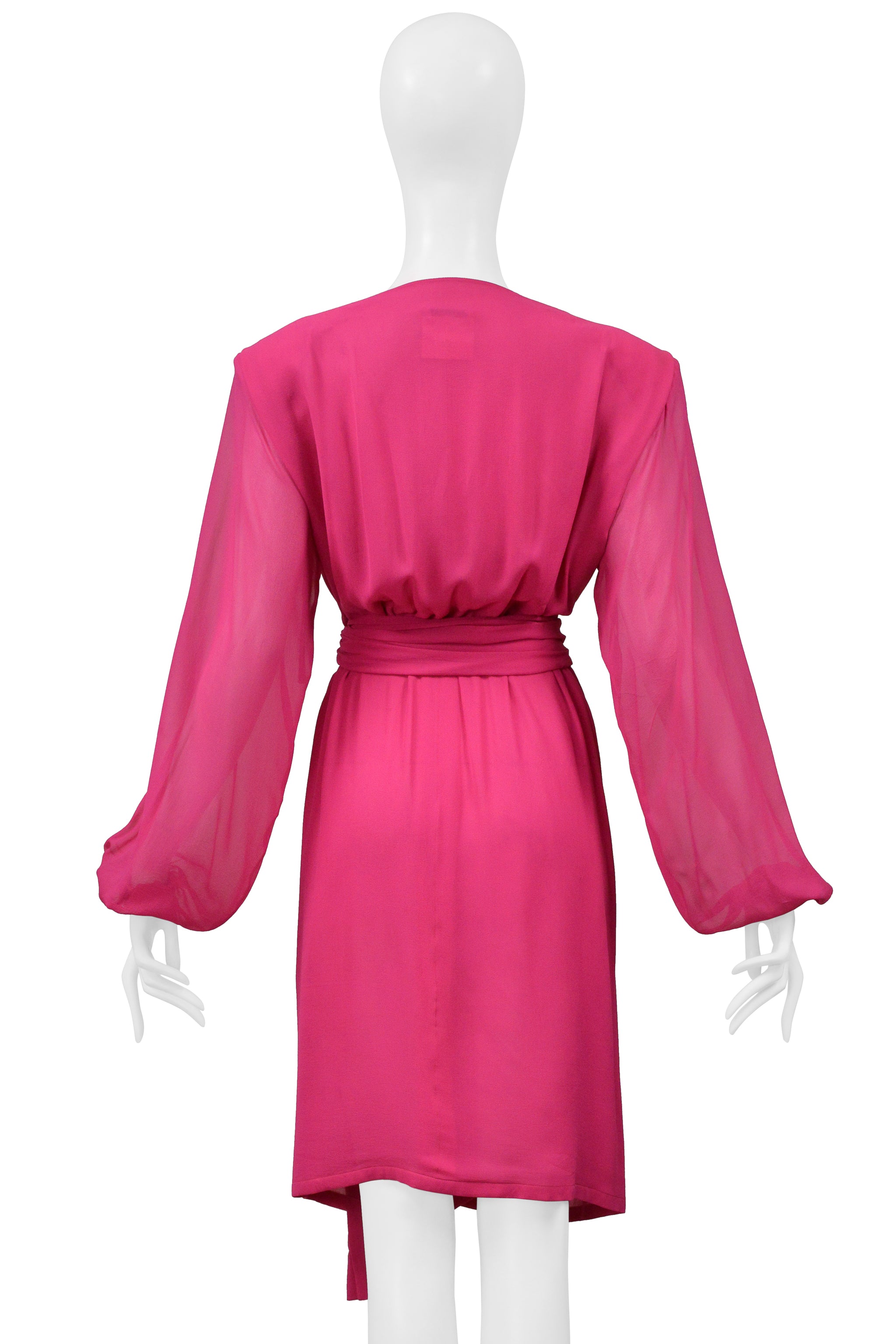 YVES SAINT LAURENT FUCHSIA PINK WRAP DRESS 1990S