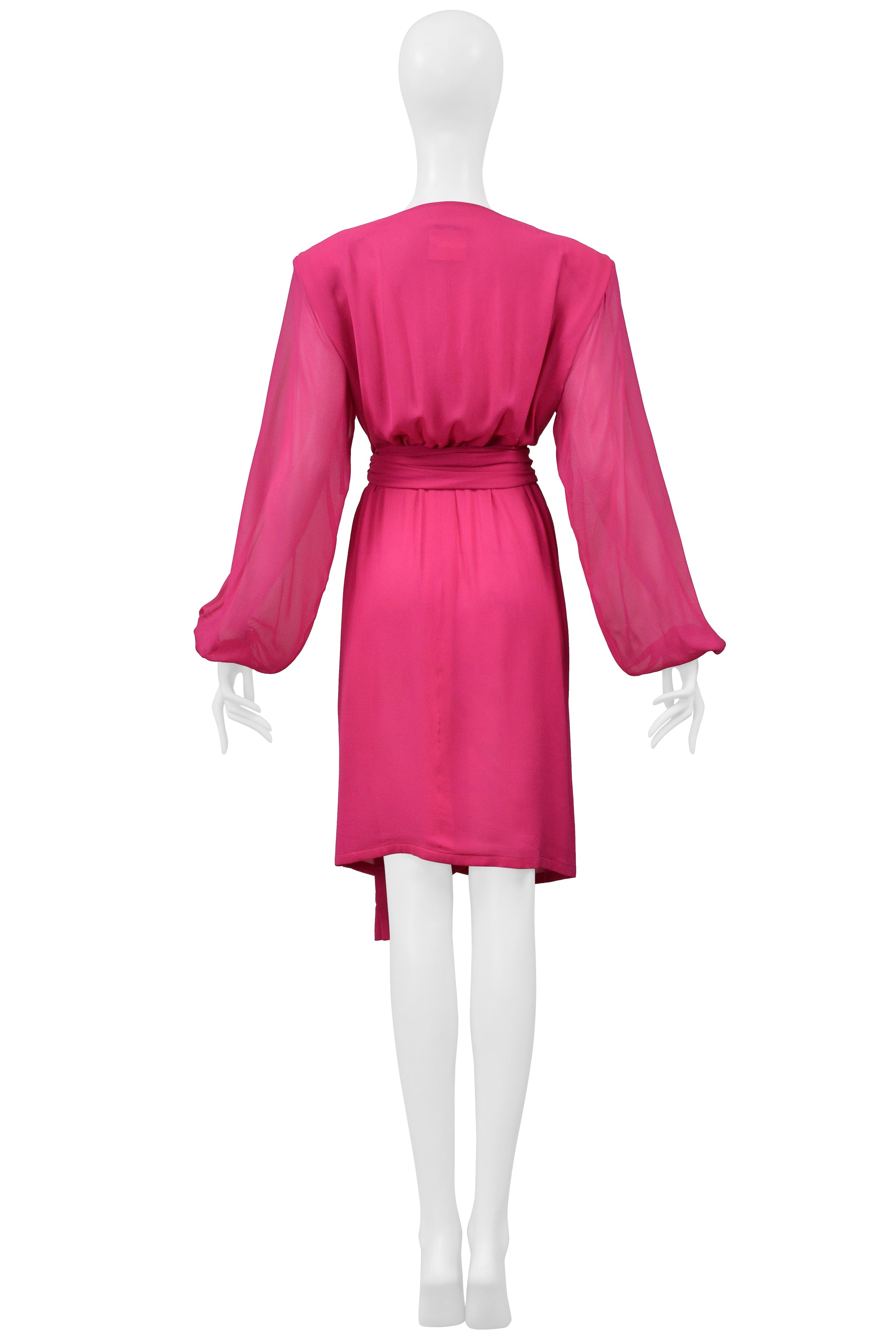 YVES SAINT LAURENT FUCHSIA PINK WRAP DRESS 1990S
