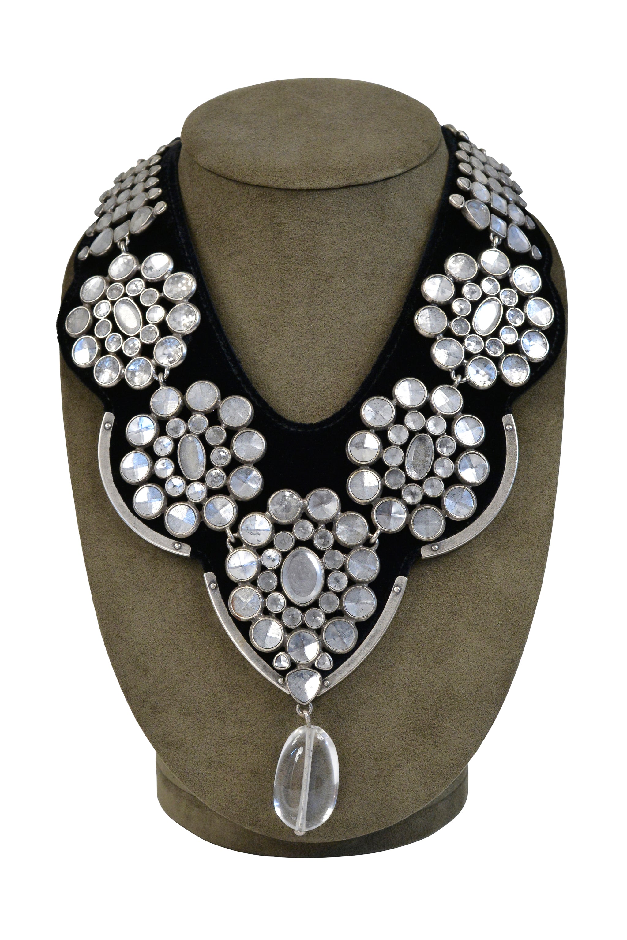 YSL BY TOM FORD CRYSTAL AND SILVER CHUNKY NECKLACE 2002