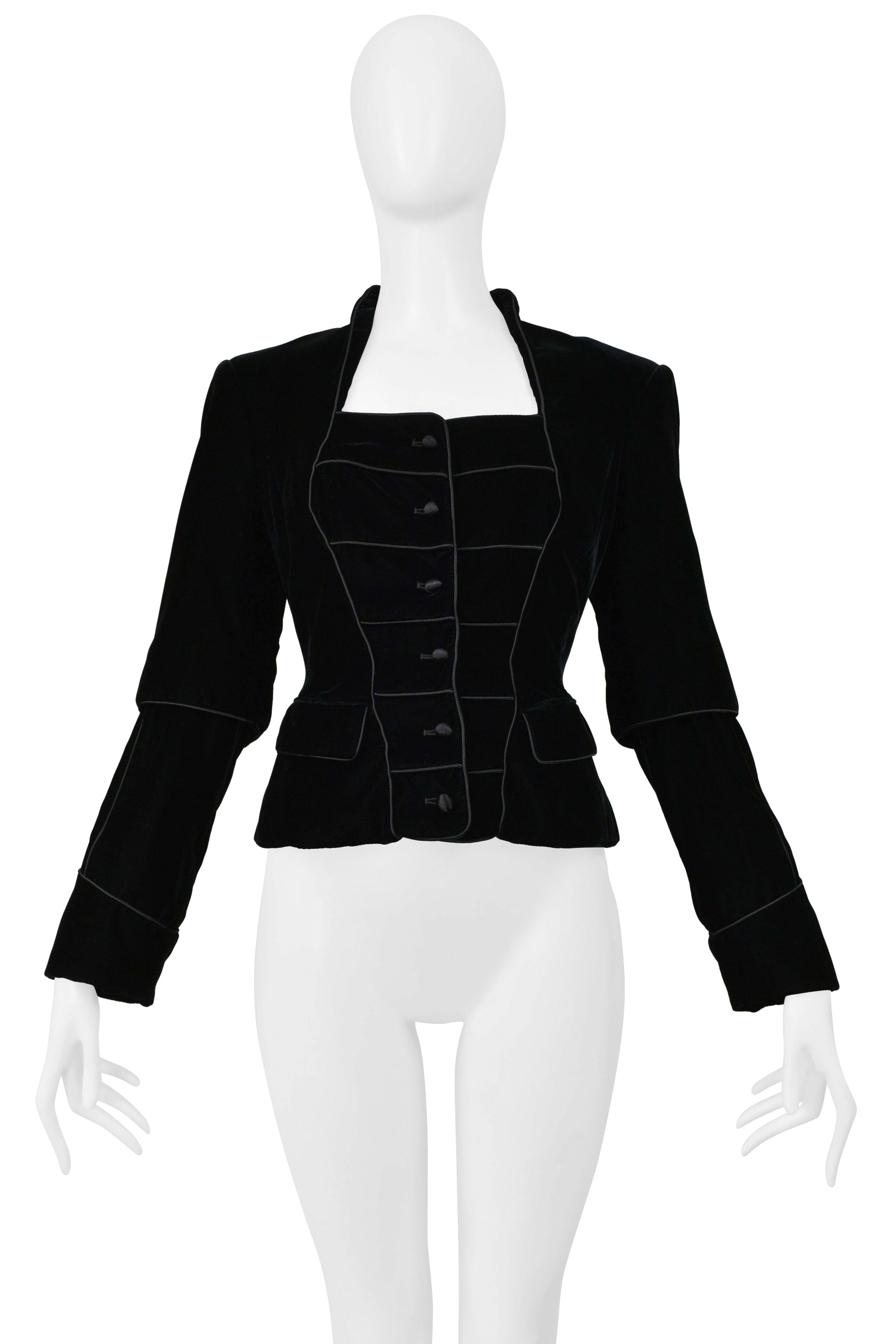 YVES SAINT LAURENT BLACK VELVET JACKET WITH BUTTON FRONT