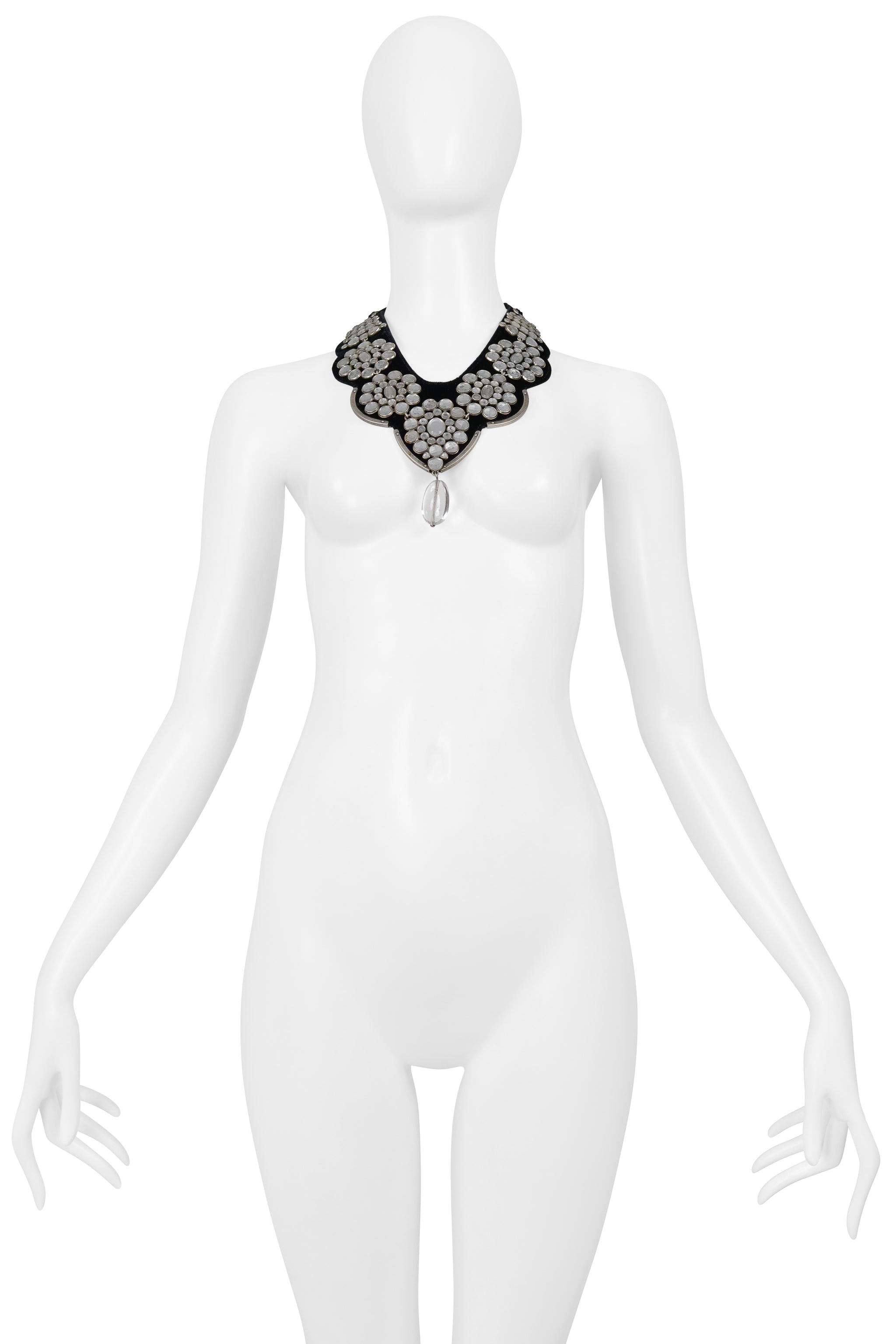 YSL BY TOM FORD CRYSTAL AND SILVER CHUNKY NECKLACE 2002