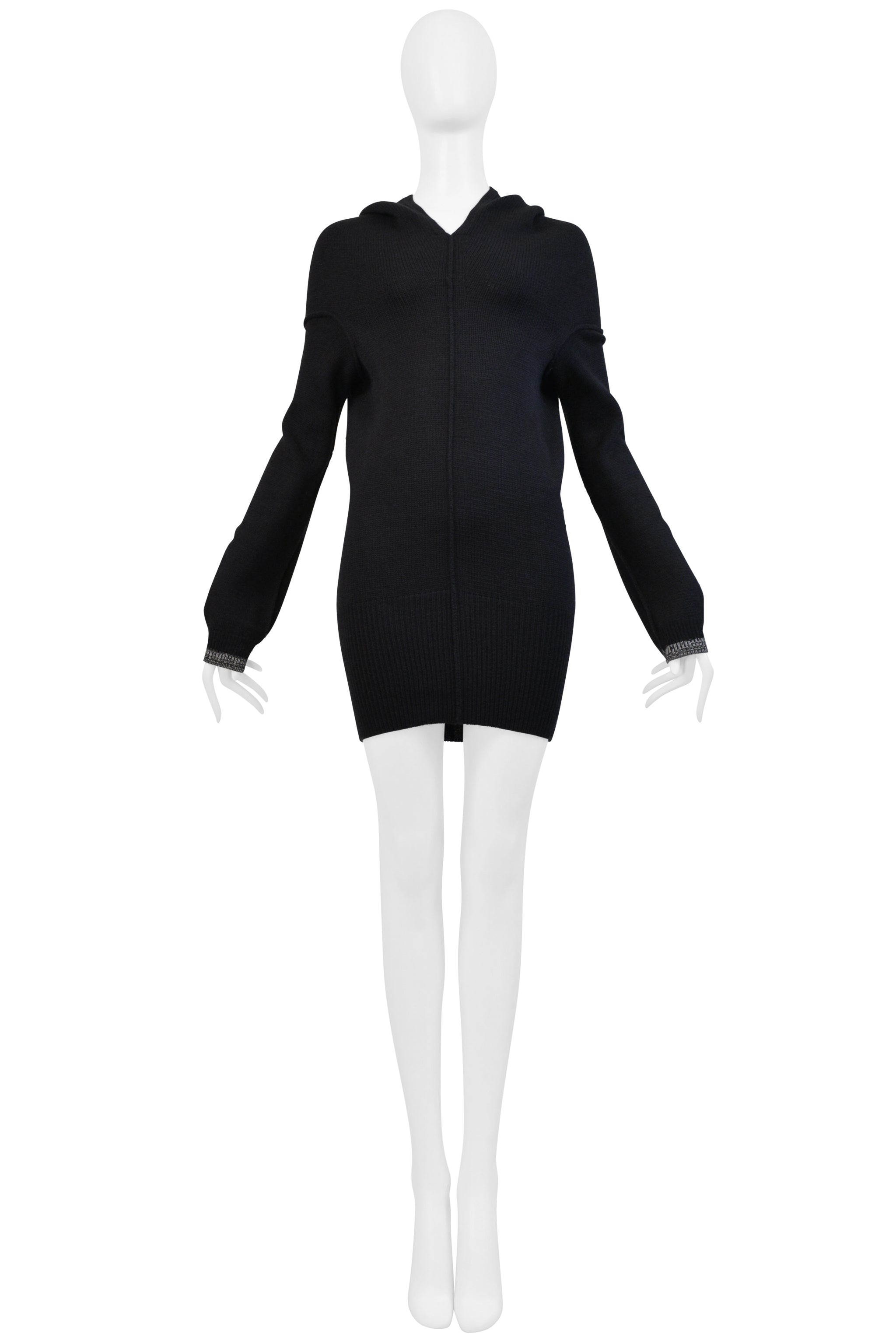 Y’S 2000 BY YOHJI YAMAMOTO BLACK WOOL SWEATER WITH HOOD