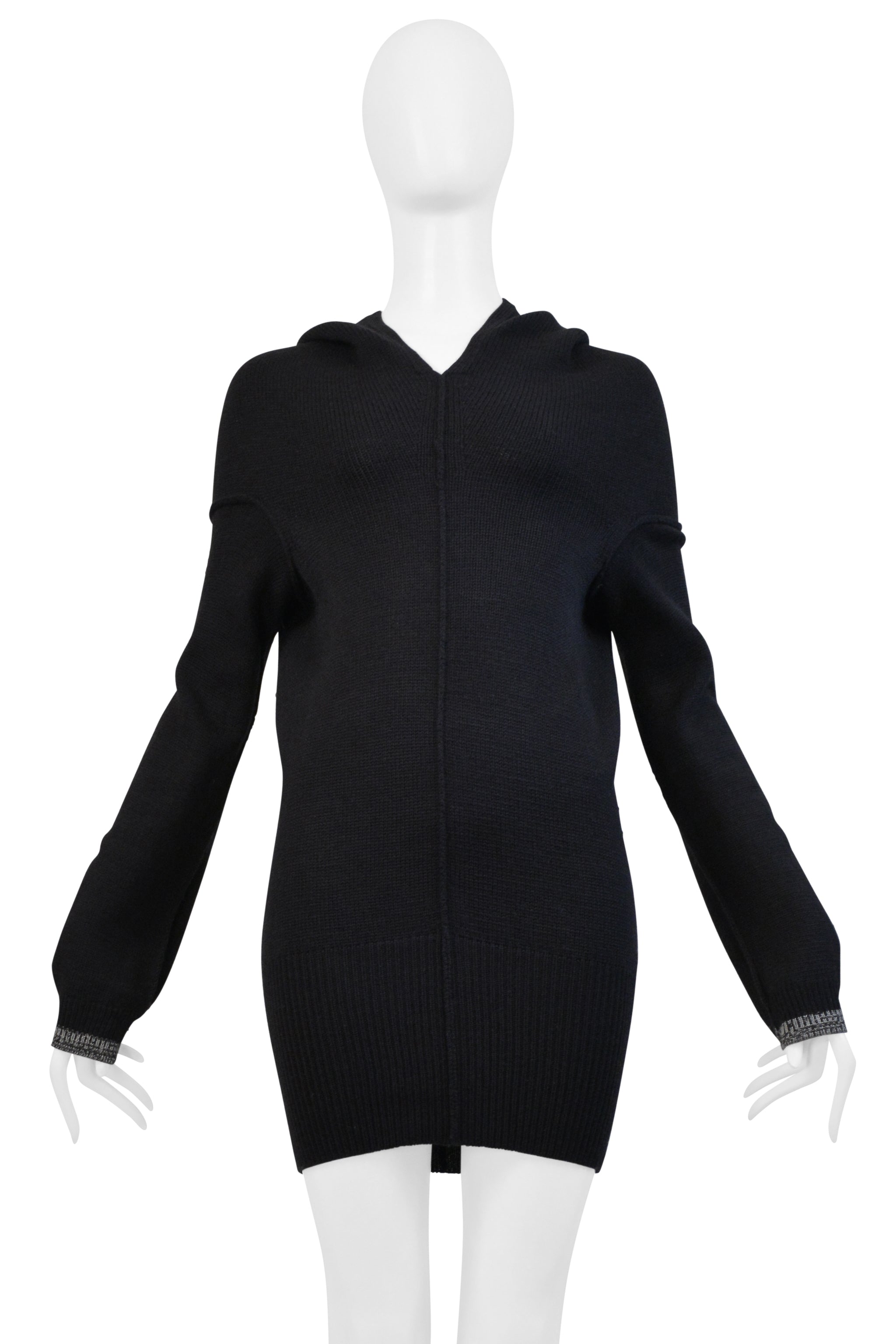 Y’S 2000 BY YOHJI YAMAMOTO BLACK WOOL SWEATER WITH HOOD