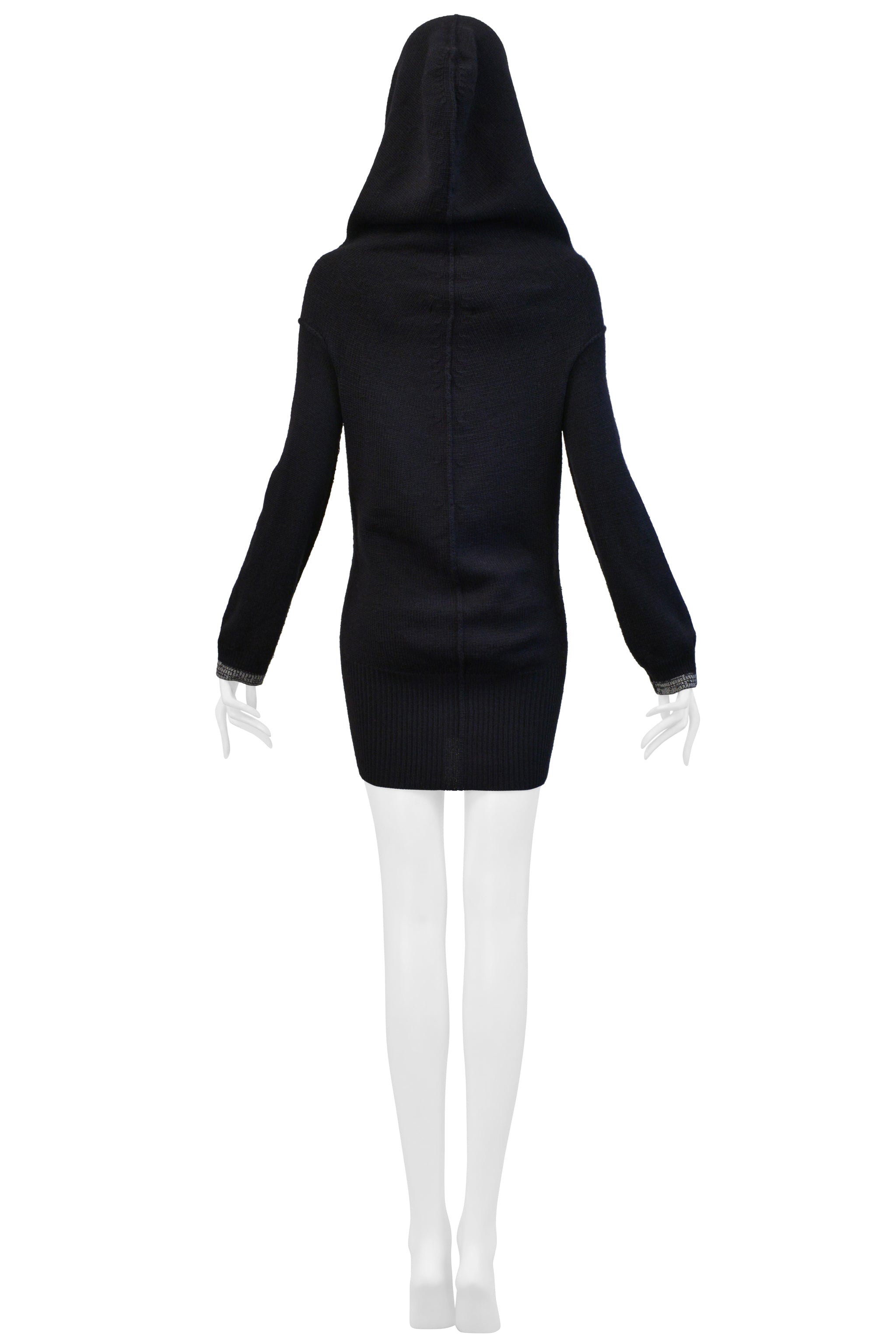Y’S 2000 BY YOHJI YAMAMOTO BLACK WOOL SWEATER WITH HOOD