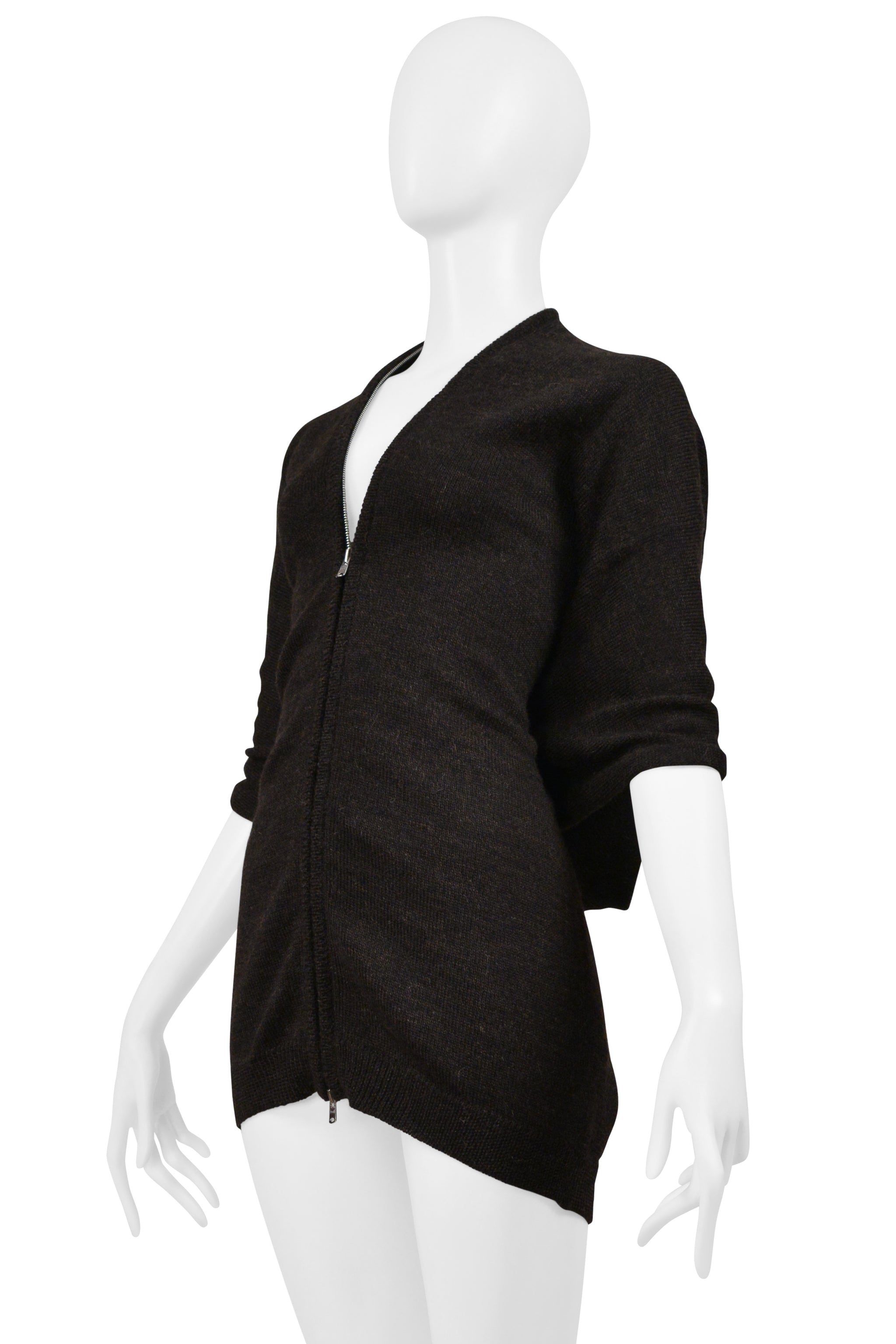 Y'S BY YOHJI YAMAMOTO BROWN CARDIGAN SWEATER WITH ZIPPER 2001-02